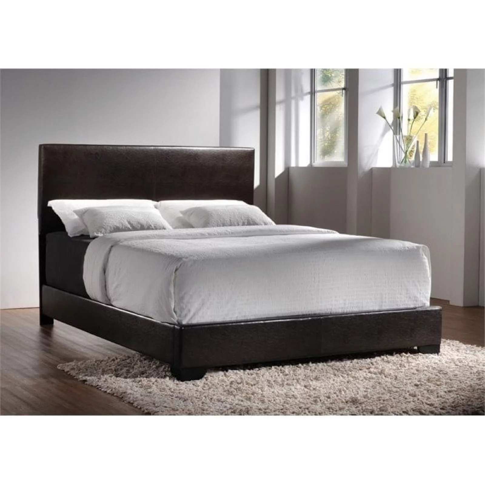 Bowery Hill Faux Leather Twin Bed in Dark Brown