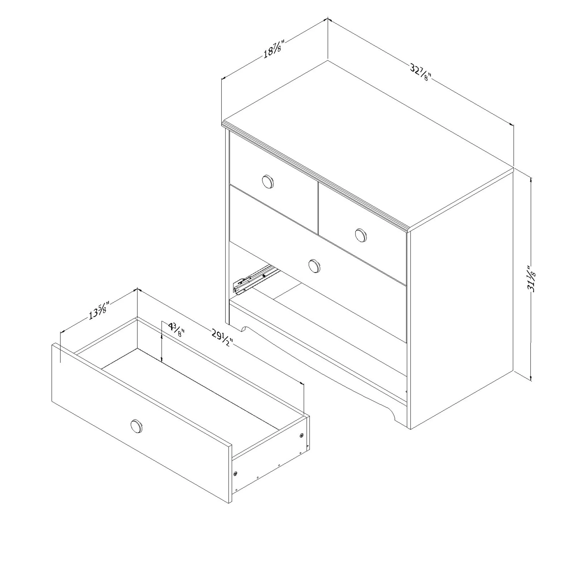 South Shore Little Teddy 3-Drawer Chest, Multiple Finishes