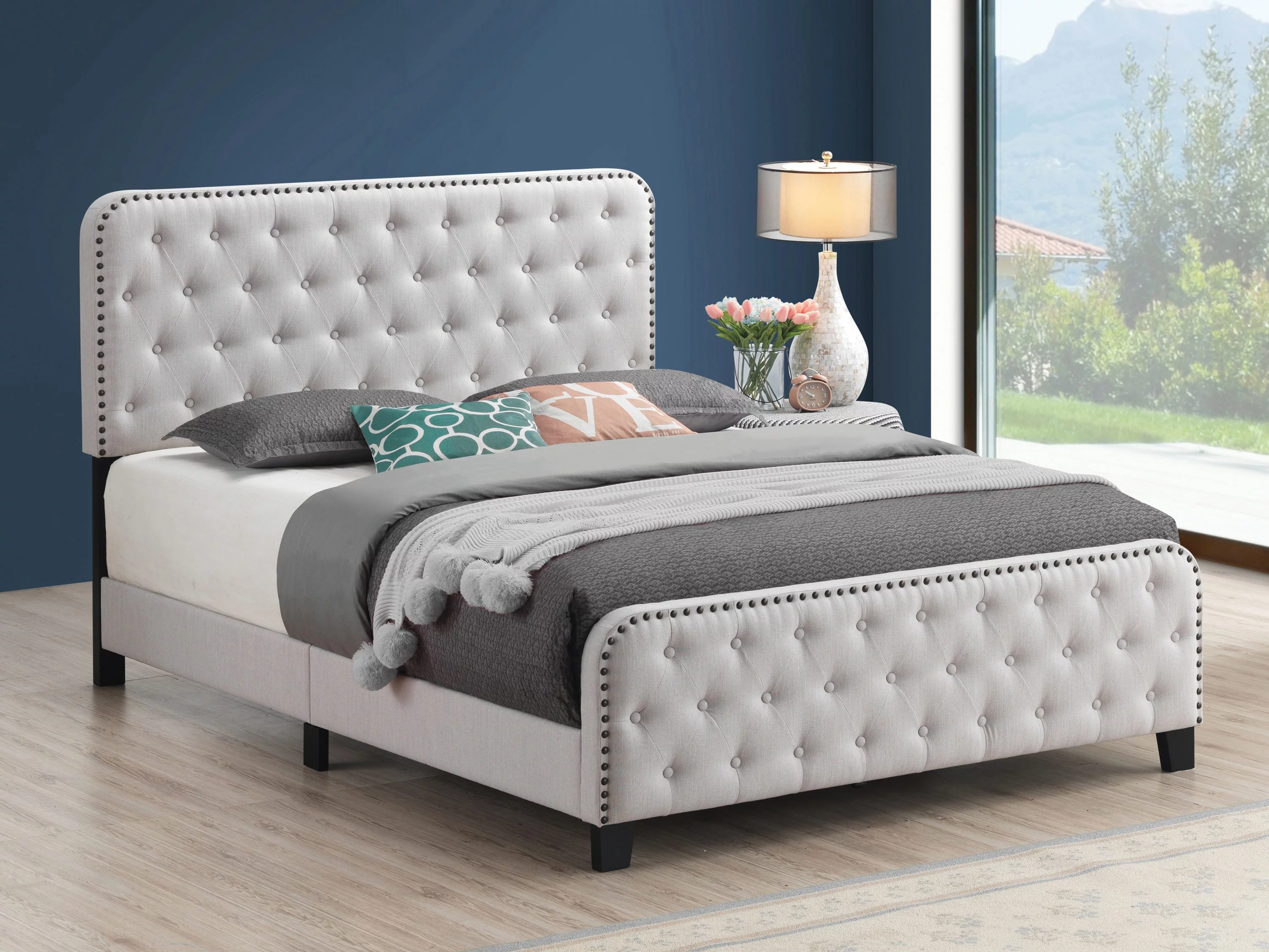 Littleton Full Tufted Upholstered Bed Beige