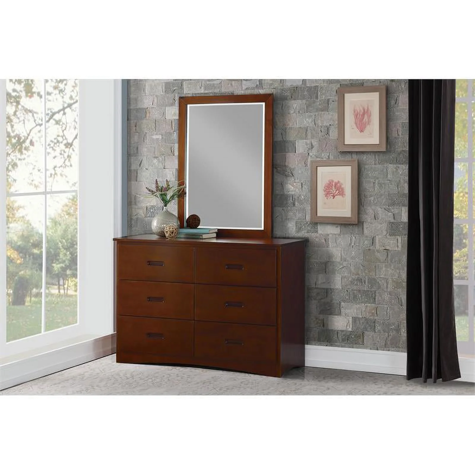 Lexicon Rowe 6 Drawers Transitional Wood Dresser in Dark Cherry