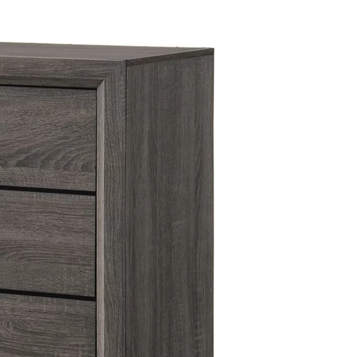 5 Drawer Transitional Chest with Chamfered Feet and Curved Handles Gray- Saltoro Sherpi