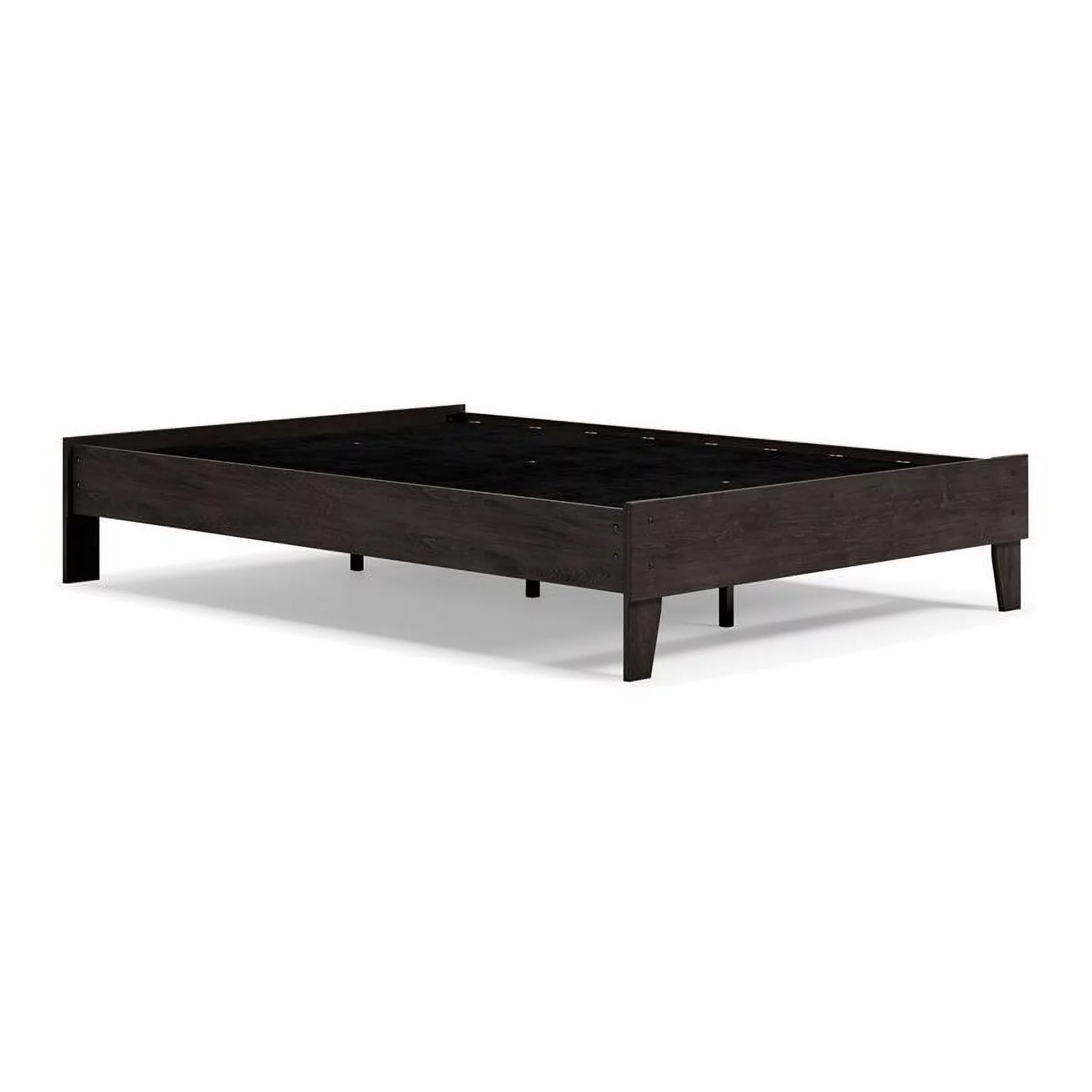 Home Square 2-Piece Set with Wood Headboard & Full Platform Bed in Black