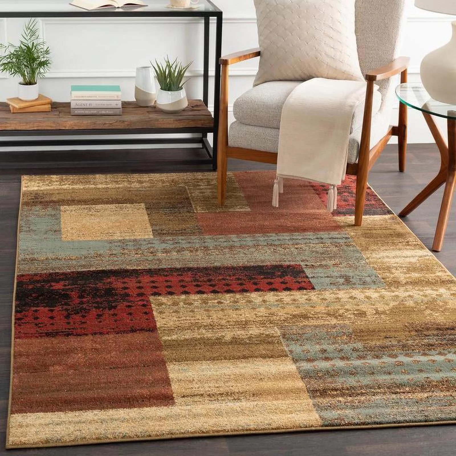Mark&Day Area Rugs, 7x9 Hugo Modern Dark Red Area Rug (6'7