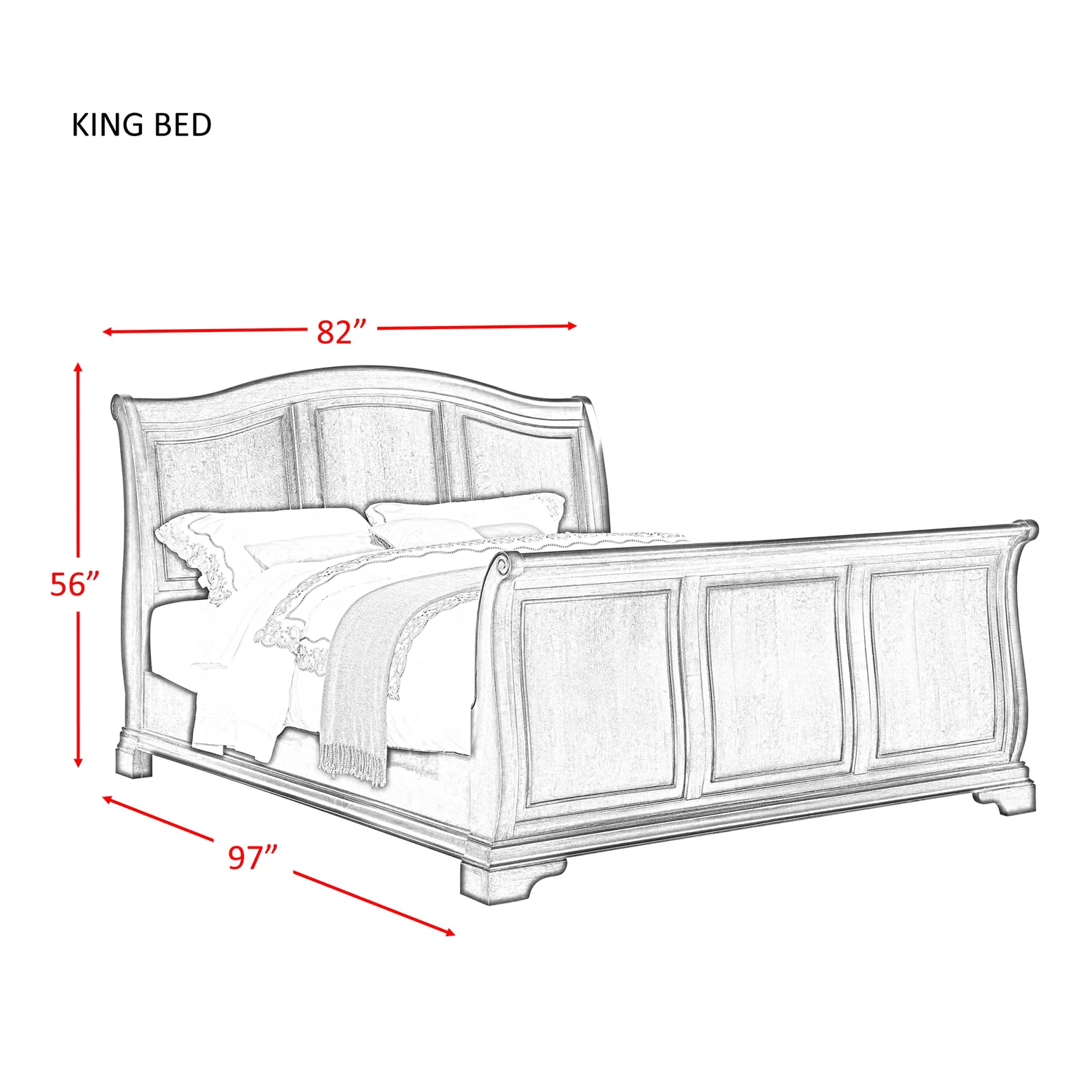 Picket House Furnishings Conley 5PC King Sleigh Bedroom Set in Cherry