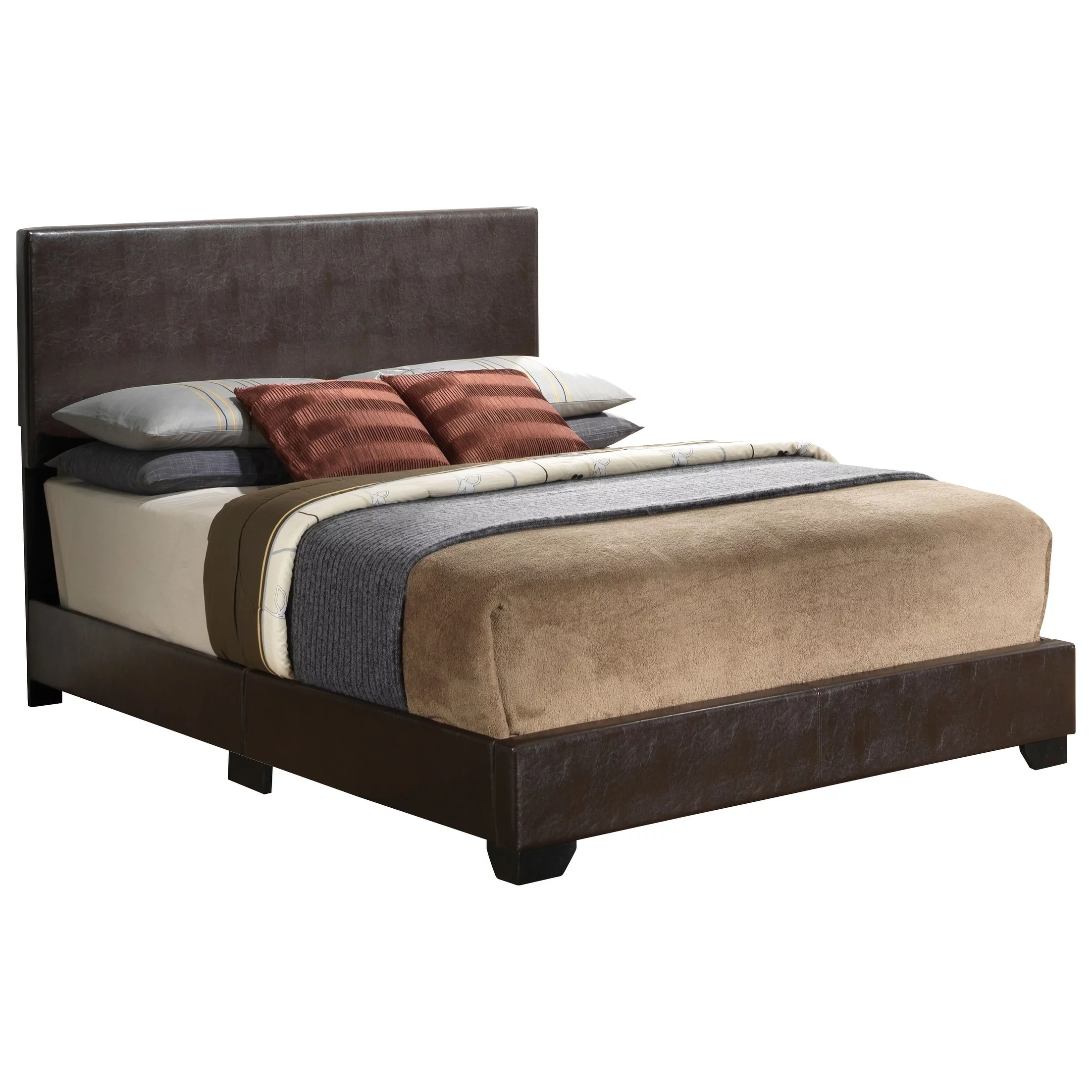 Glory Furniture Aaron Faux Leather Upholstered Full Bed in Beige