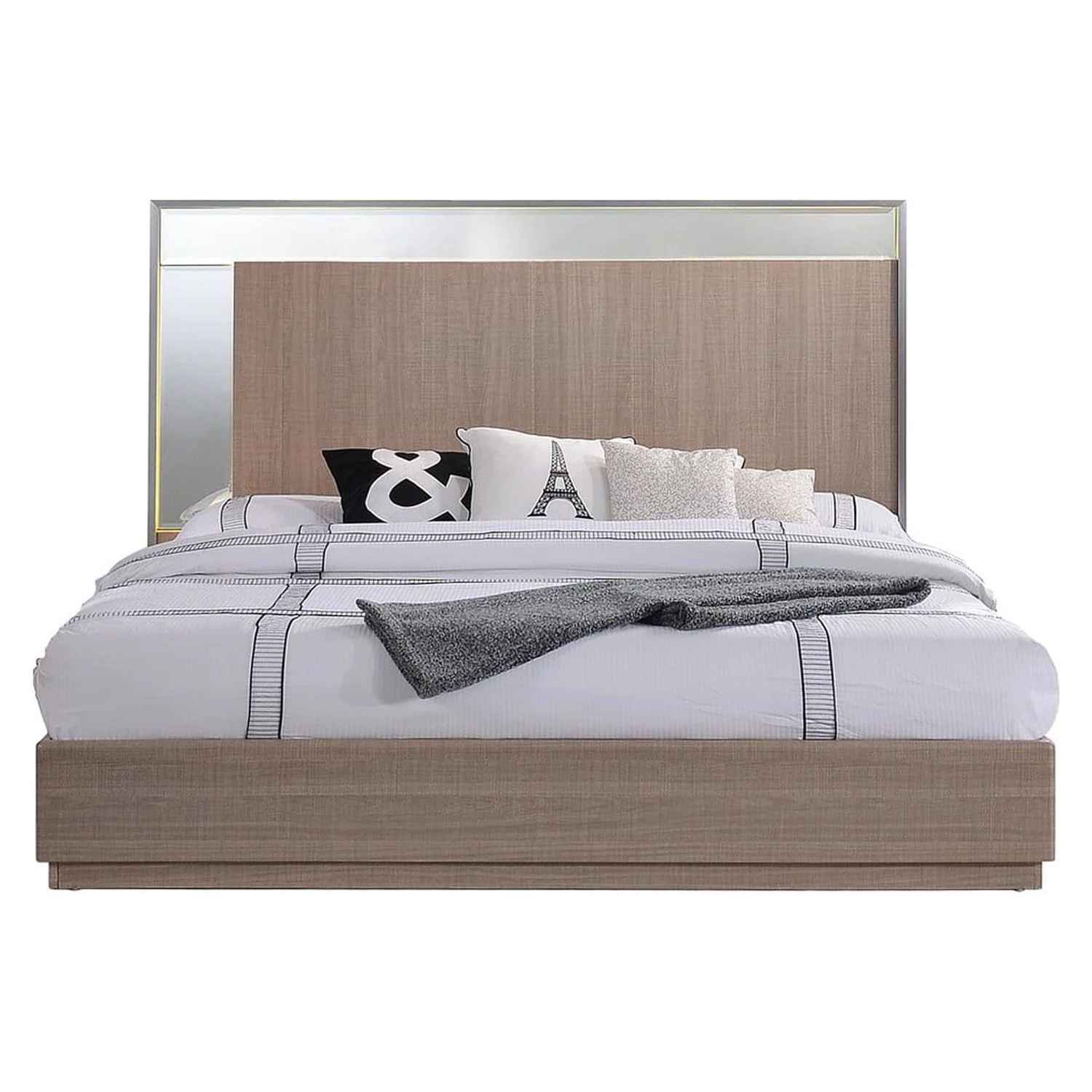 Best Master Engineered Wood Queen Bed in Taupe Bronze