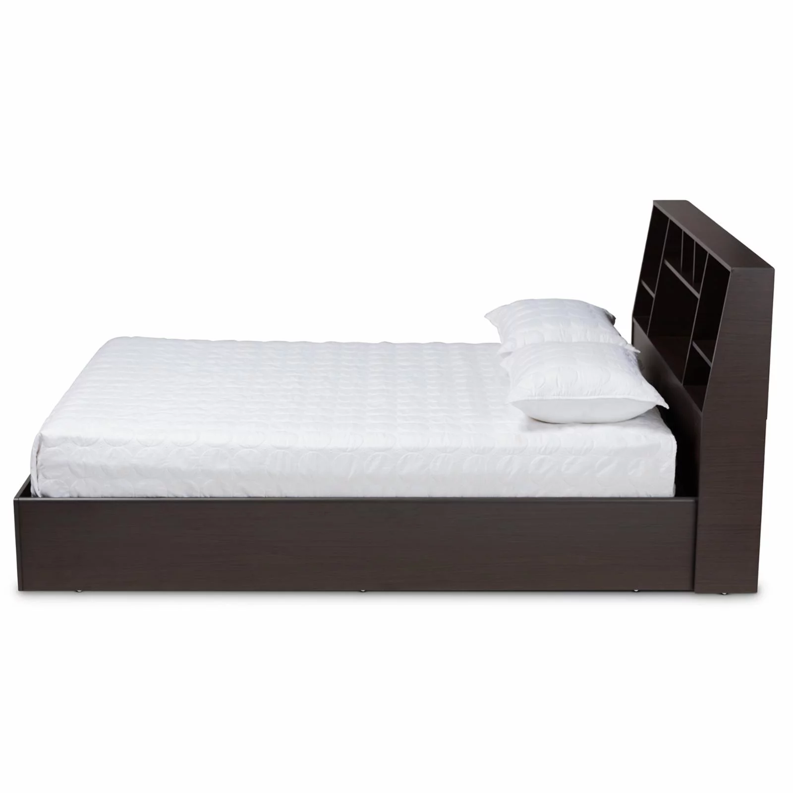 Baxton Studio Geoffrey Queen Size Dark Brown Finished Wood Platform Storage Bed