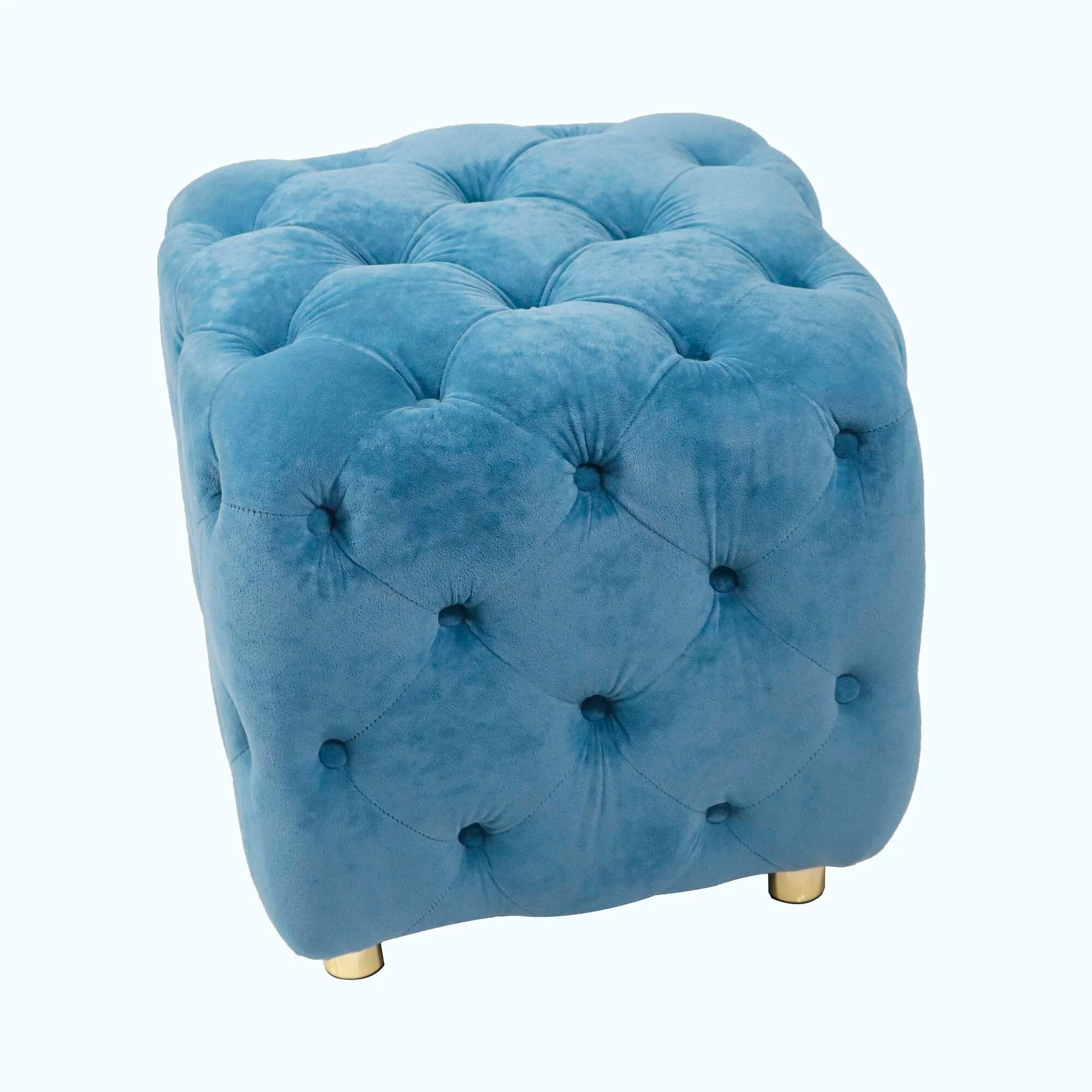 Soft Foot Stool,Dressing Makeup Chair,Upholstered Ottoman Blue
