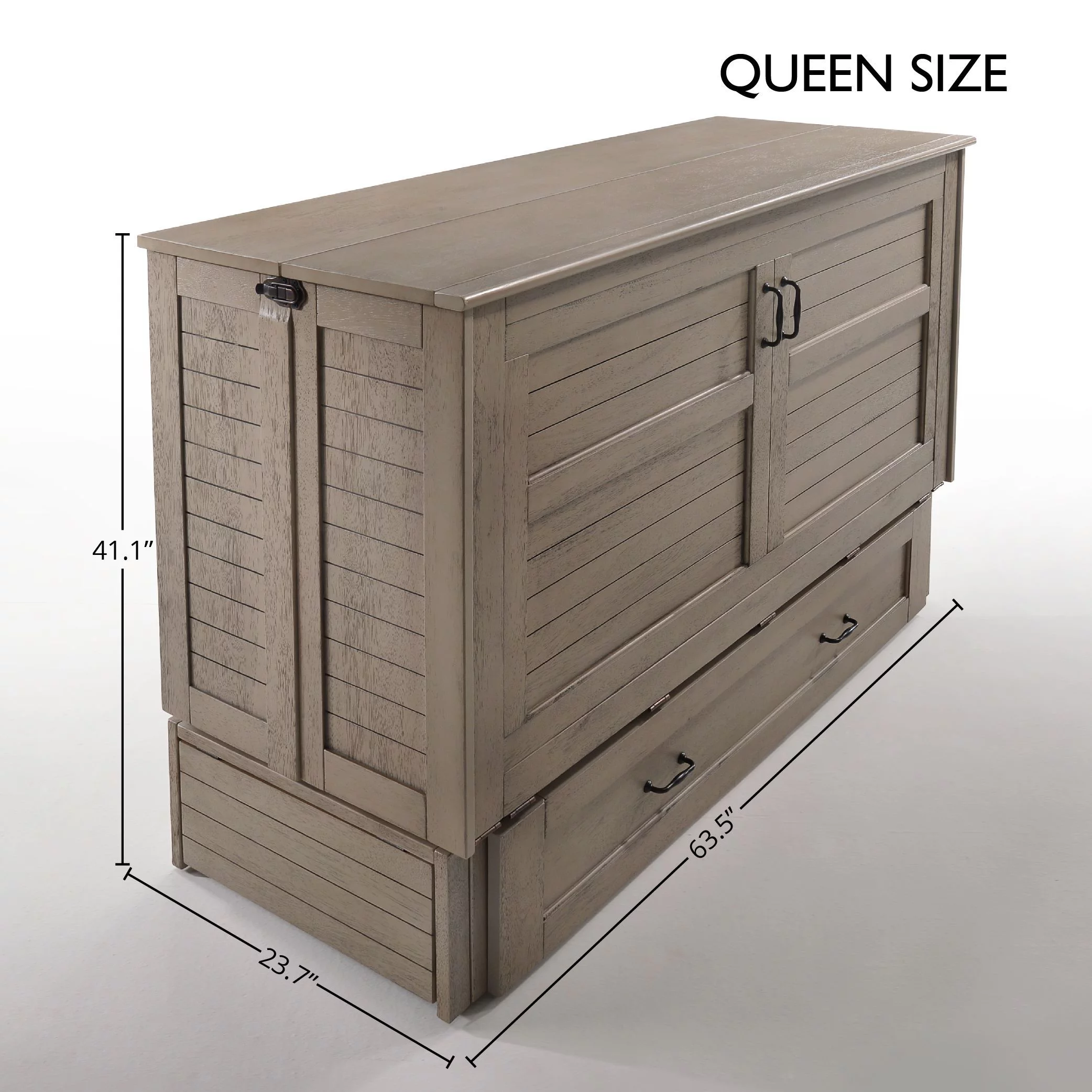 Poppy Queen Size Murphy Bed Cabinet with Storage & Charging Ports