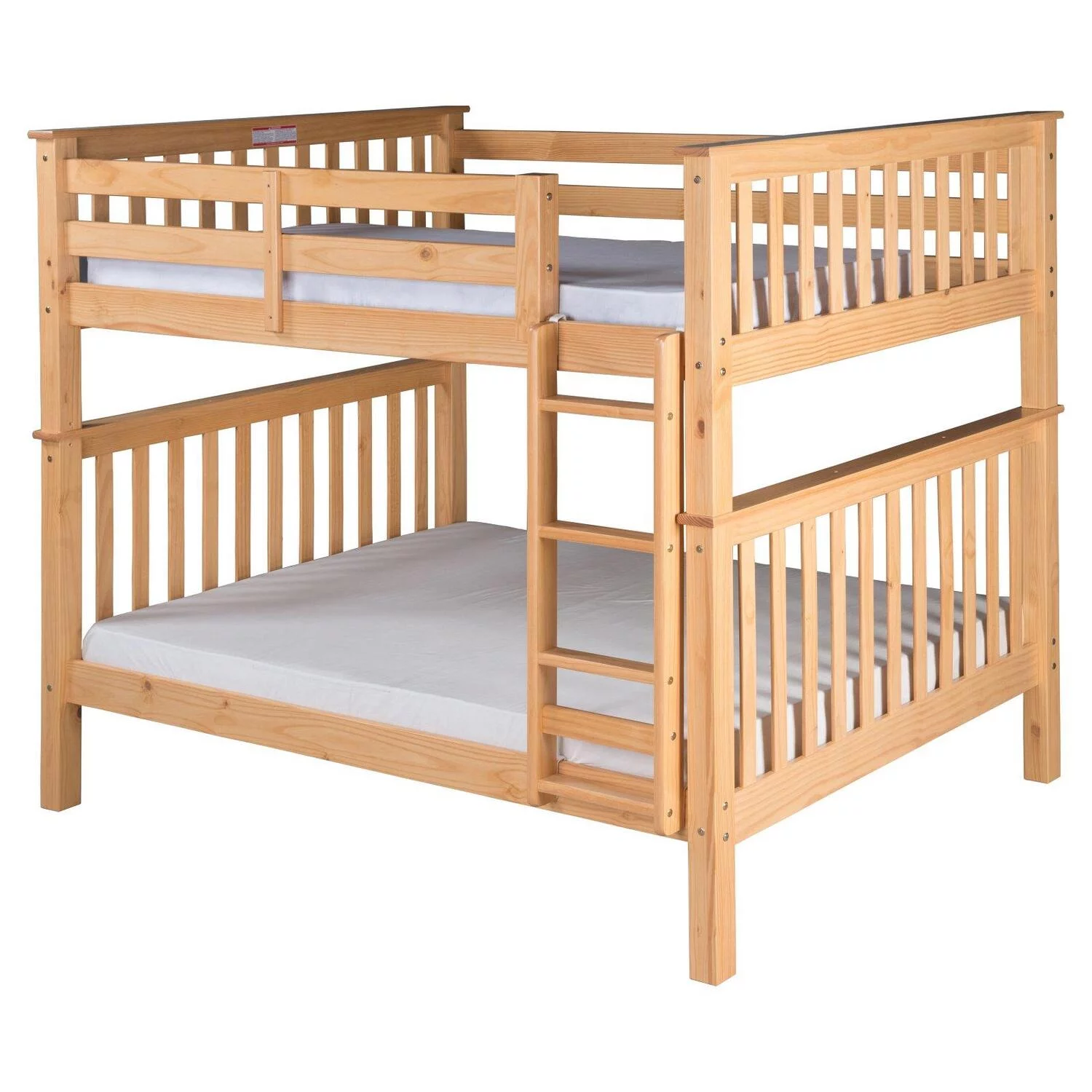 Santa Fe Mission Tall Bunk Bed Full over Full - Attached Ladder - Multiple Finishes - with Twin Size Under Bed Trundle