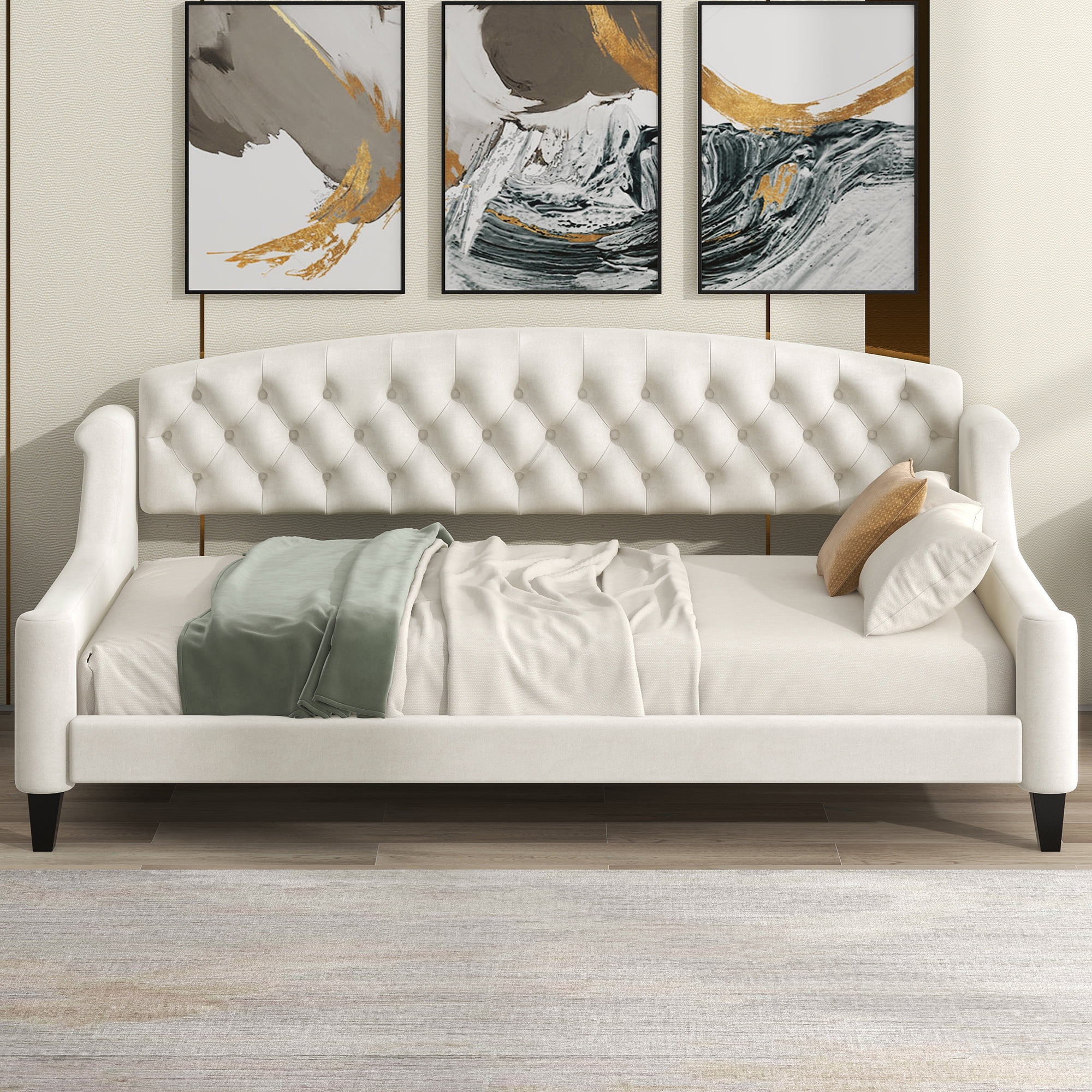 CoSoTower Modern Luxury Tufted Button Daybed,Twin,Beige