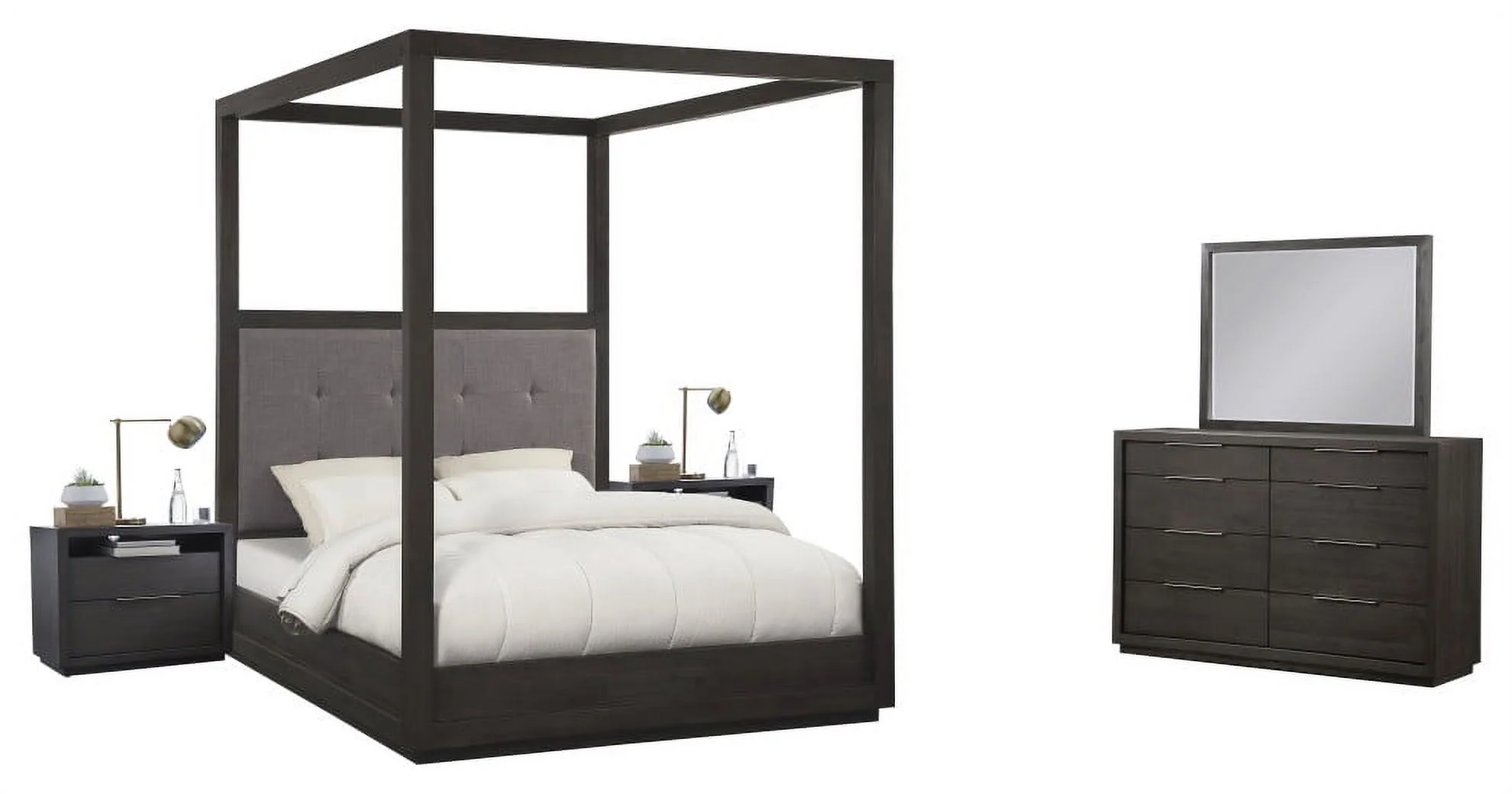 Modus Oxford 5 Piece Cal King Canopy Bedroom Set With 2 Nightstand, Dolphin