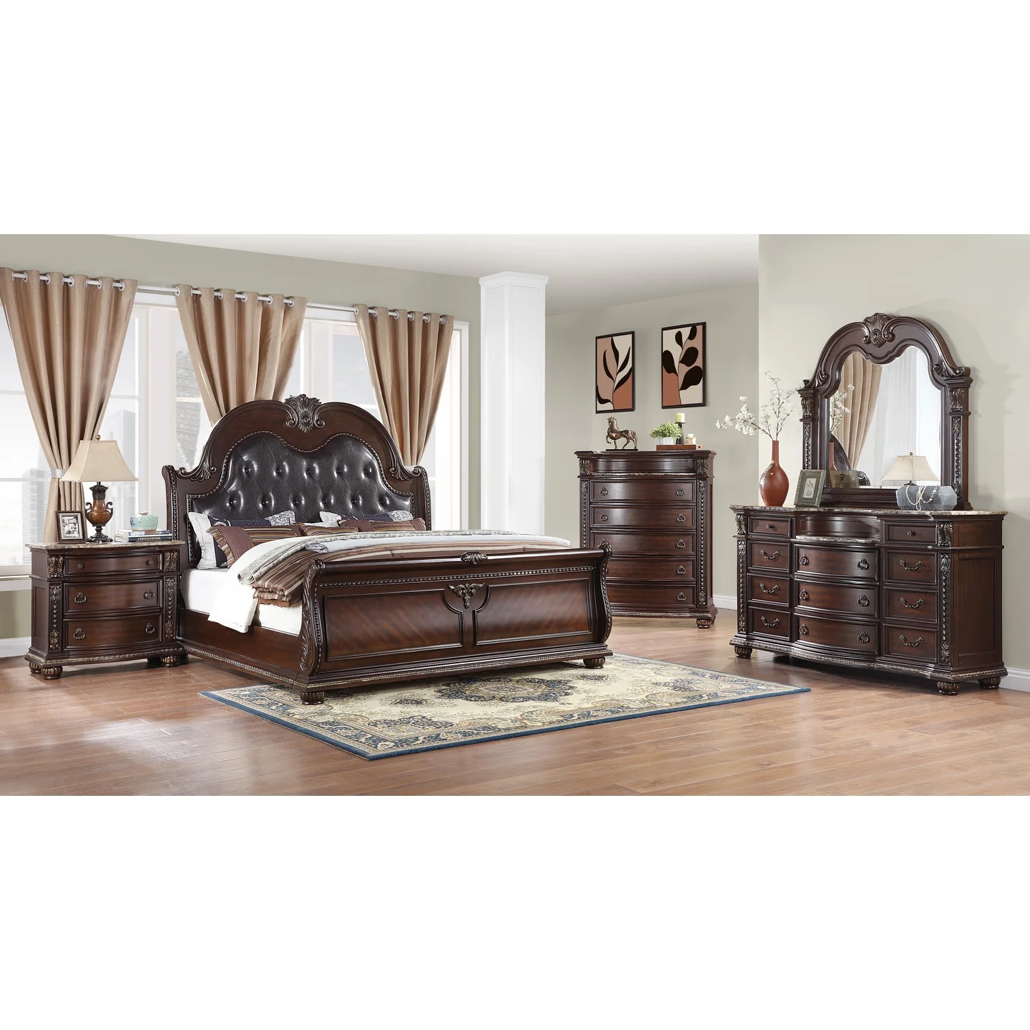 Glory Furniture Lucca G09100A-QB Queen Bed  Cherry
