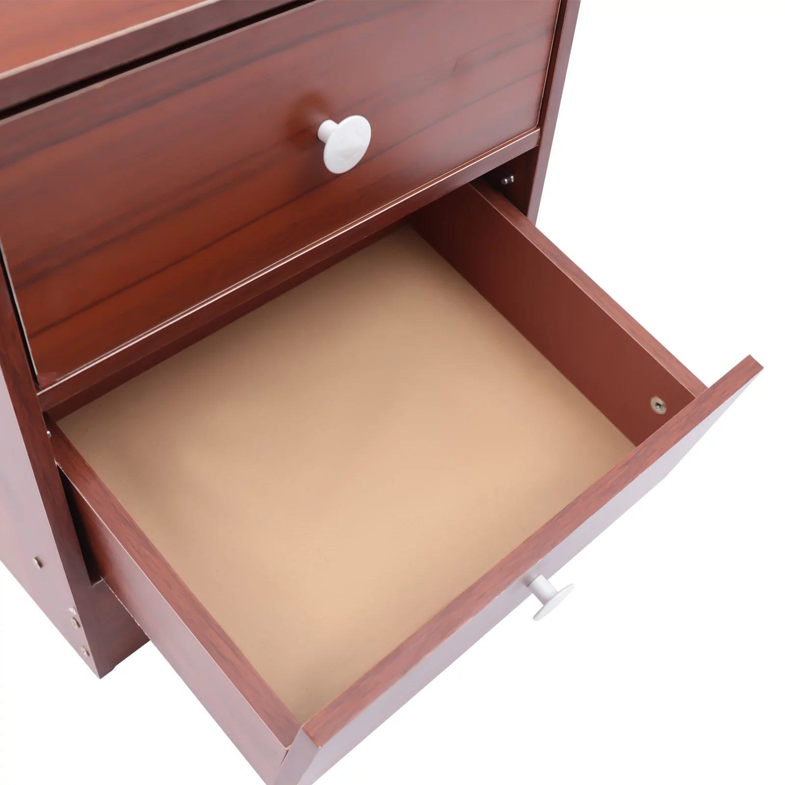 Miumaeov Modern Nightstand with 2 Drawers, Tall Bed End Table/ Bedside Table for Bedroom Living Room, Bed Side Table/ Night Stand with Storage Shelf (Dark Brown Wood Color)