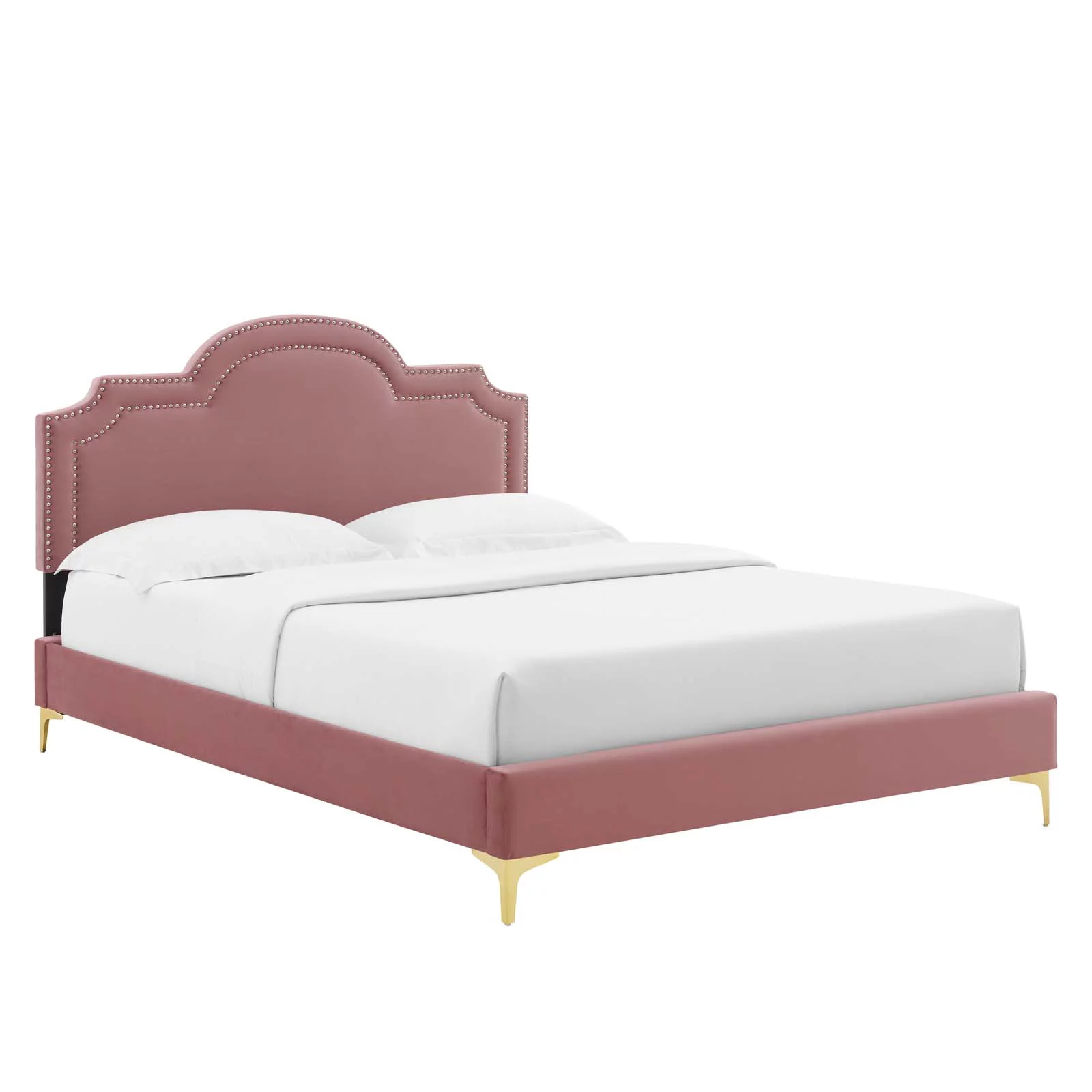 Modway Aviana Performance Velvet Queen Bed in Dusty Rose