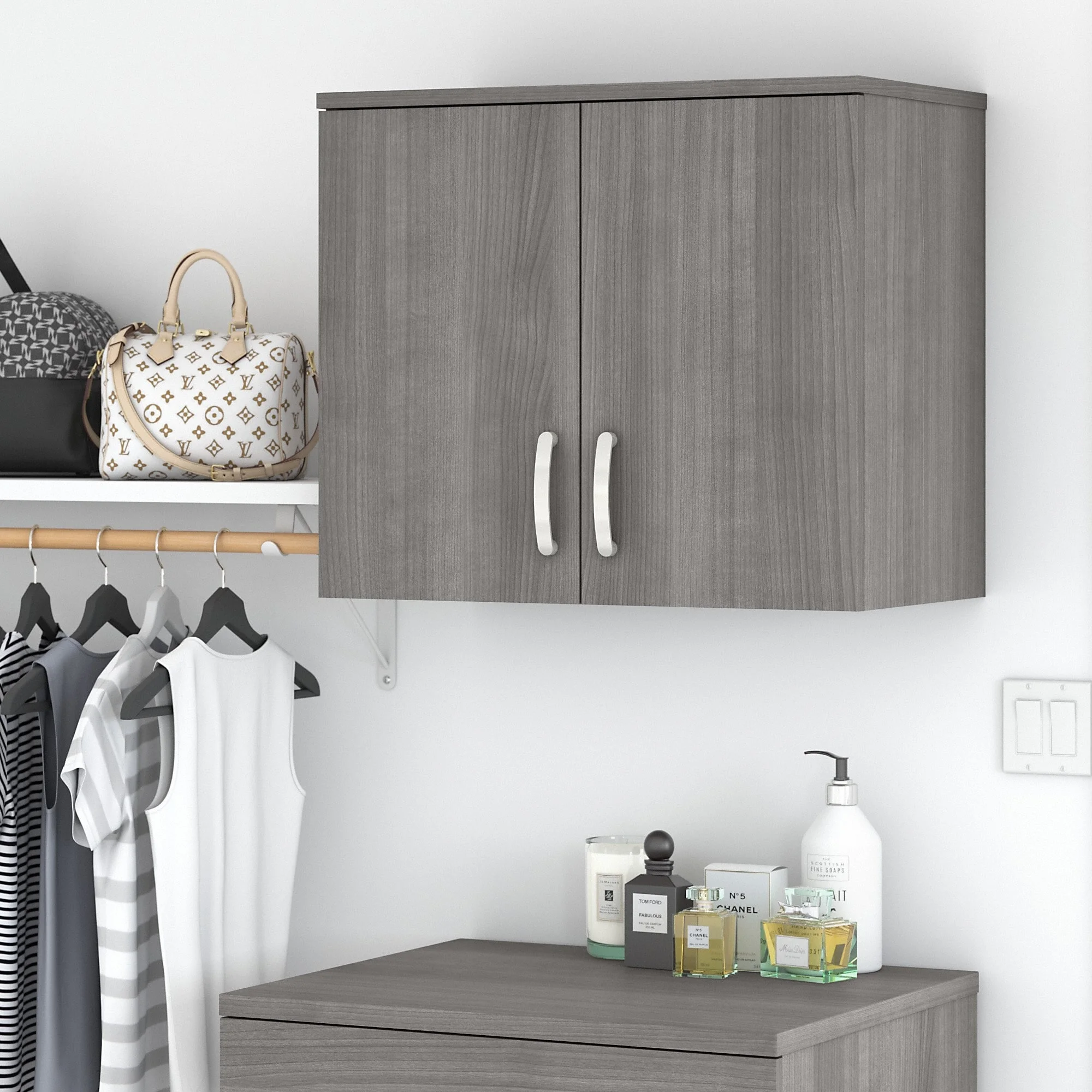 Universal Closet Wall Cabinet with Doors in Storm Gray - Engineered Wood