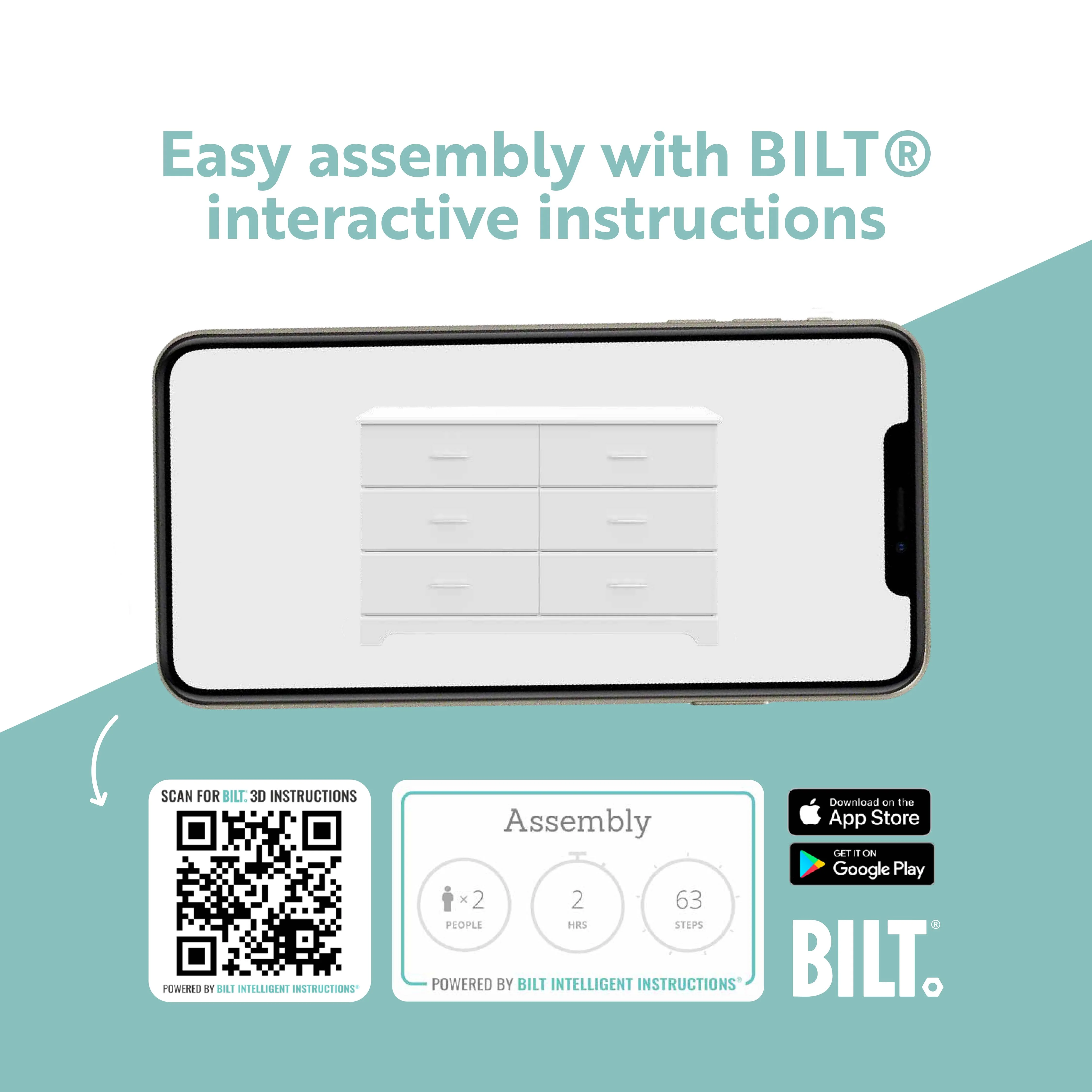 Storkcraft Brookside 6 Drawer Double Dresser White
