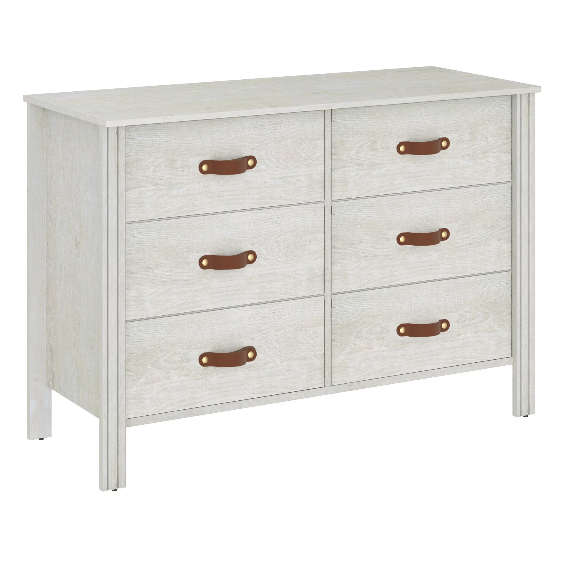 Dresser for Bedroom, Wood Dresser with 6 Drawers, Storage Cabinet for Living Room, Hallway, White