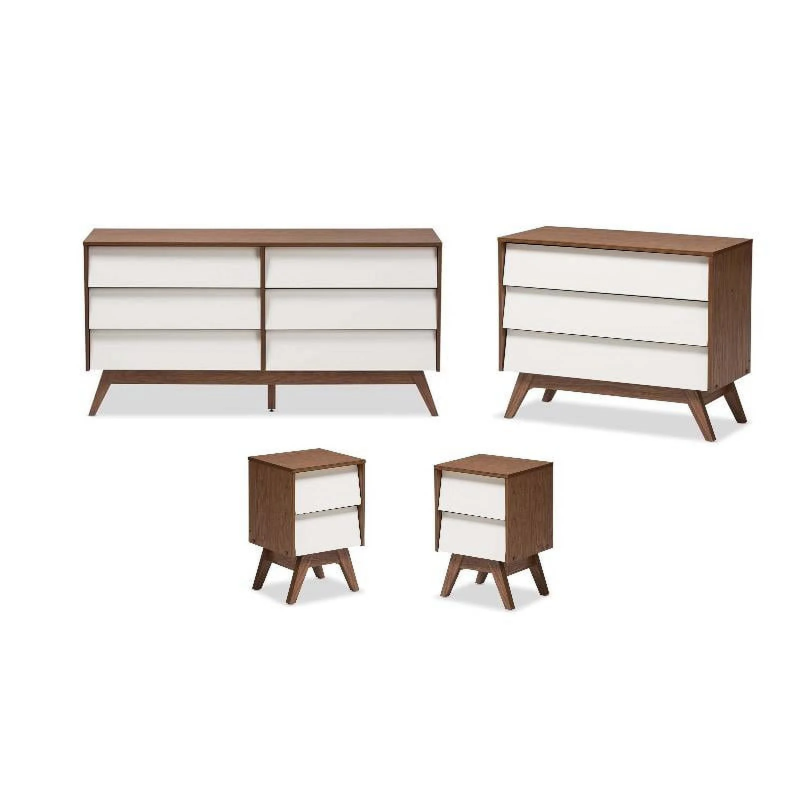 Home Square 4 Piece Set with 6 Drawer Dresser 3 Drawer Chest and 2 Nightstands