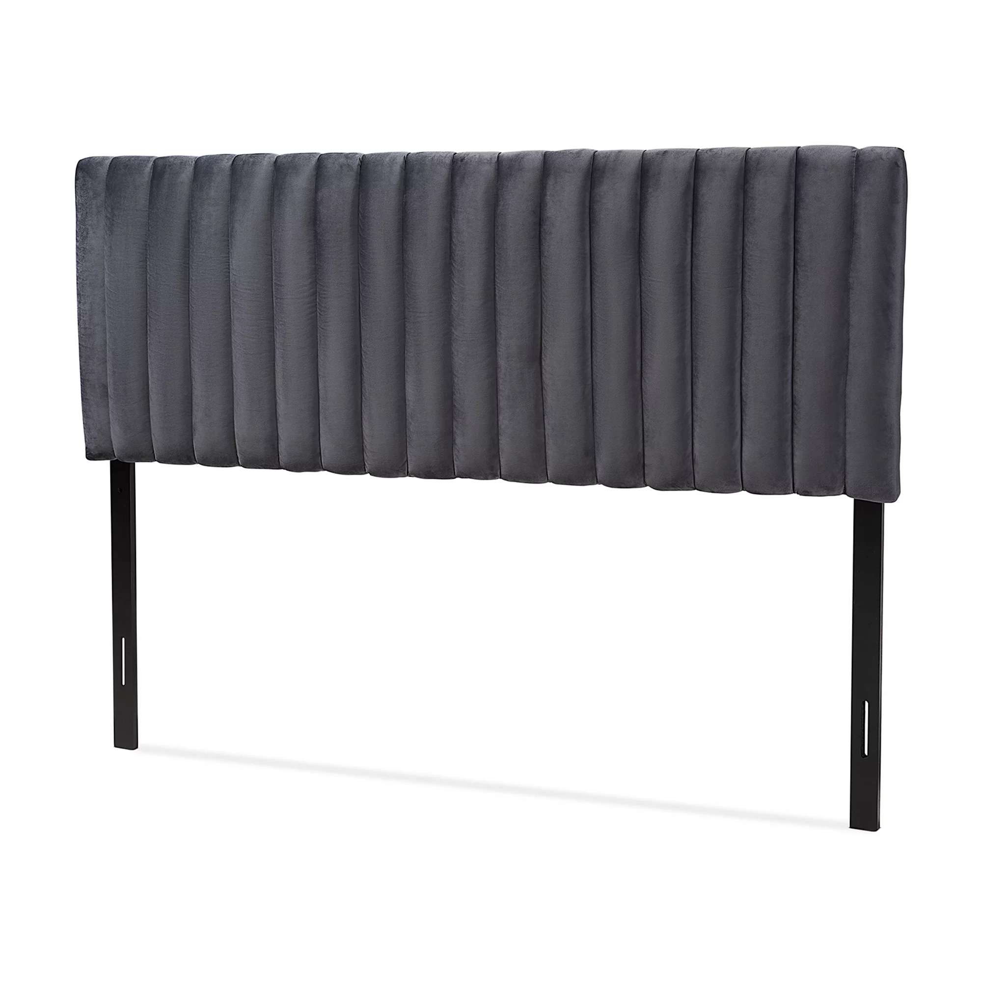 Baxton Studio Emile Modern and Contemporary Grey Velvet Fabric Upholstered and Dark Brown Finished Wood, King Size Headboard