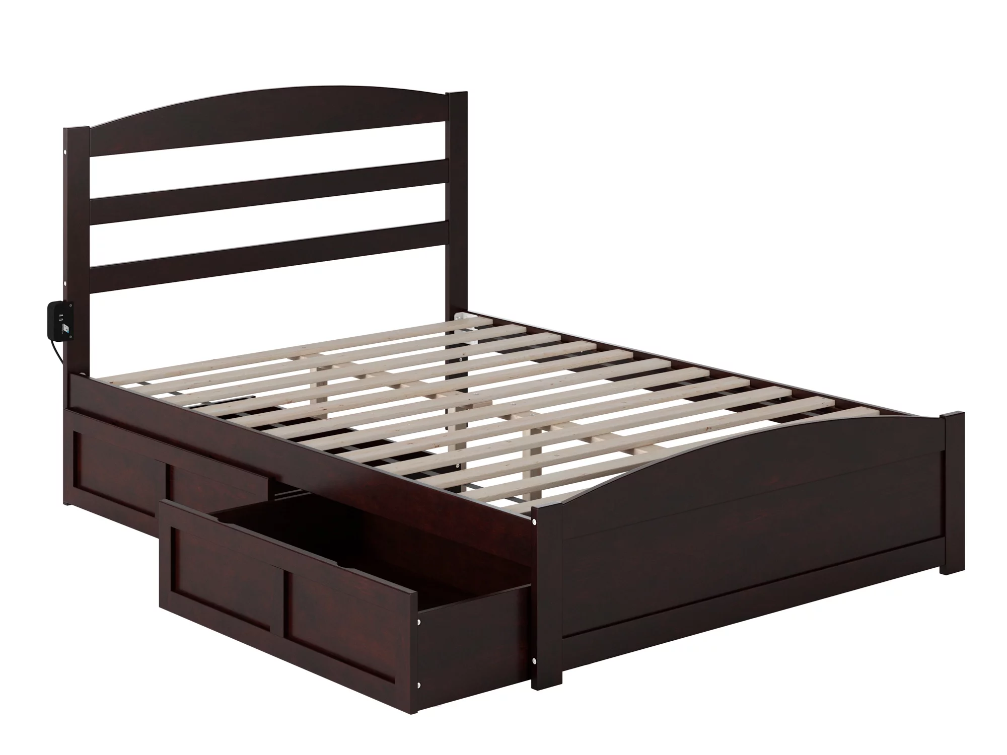 AFI Warren Full Wood Platform Bed with Headboard Footboard & 2 Storage Drawers, Espresso