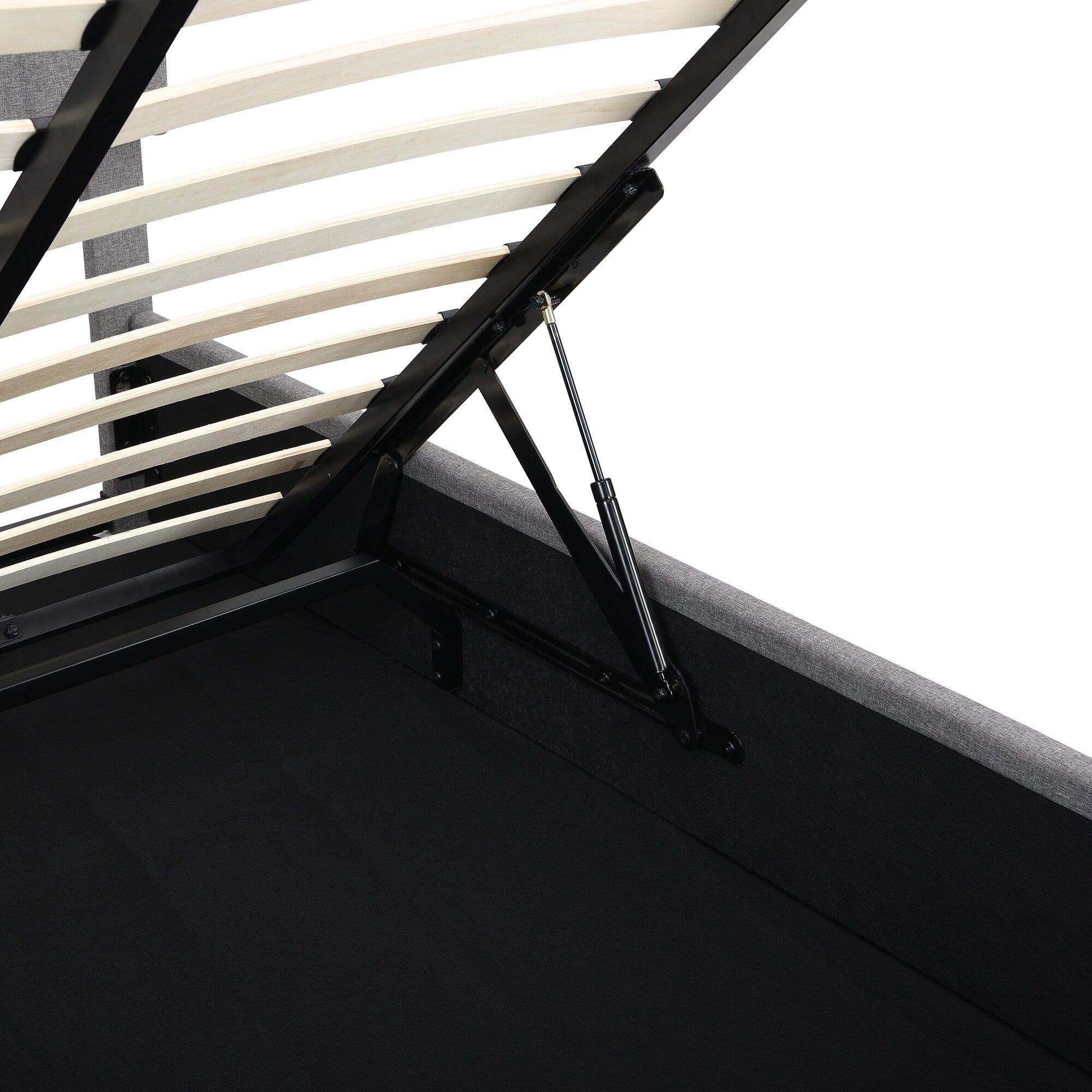 Upholstered Platform Bed with Hydraulic Storage System & Tufted Headboard Grey - Full