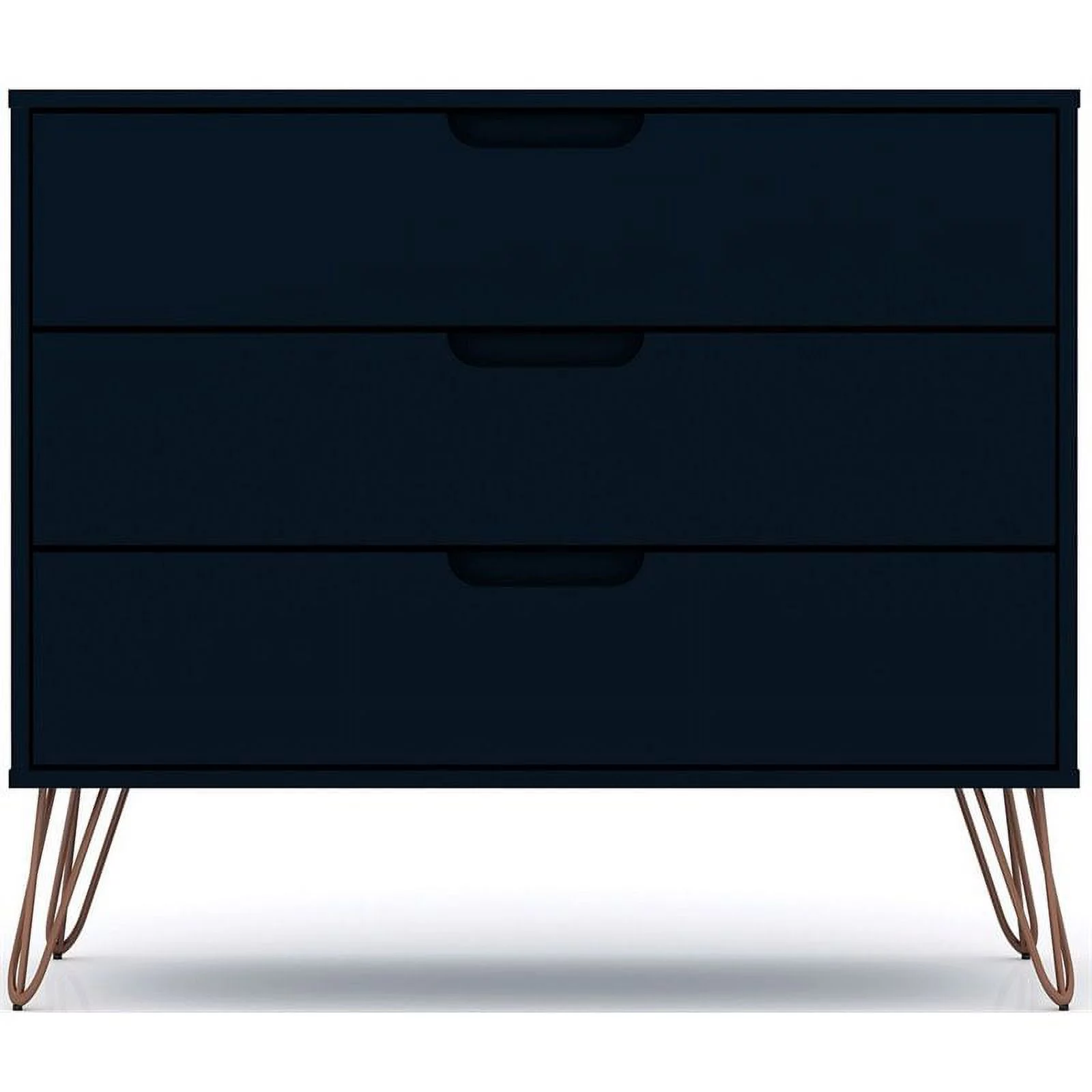 Pemberly Row 3-Drawer Mid-Century Wood Dresser in Tatiana Midnight Blue