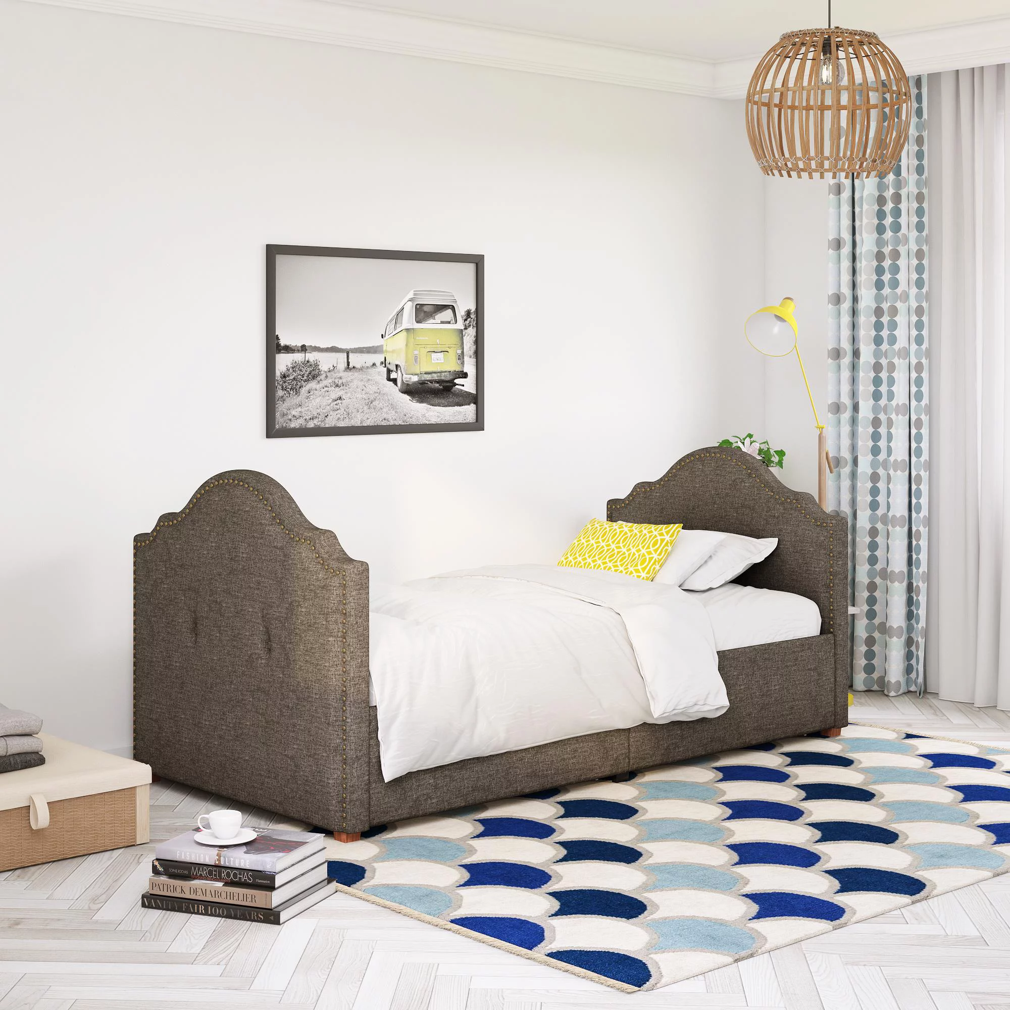 Novogratz Boutique Emma Upholstered Daybed w/ Drawers, Twin, Dark Gray