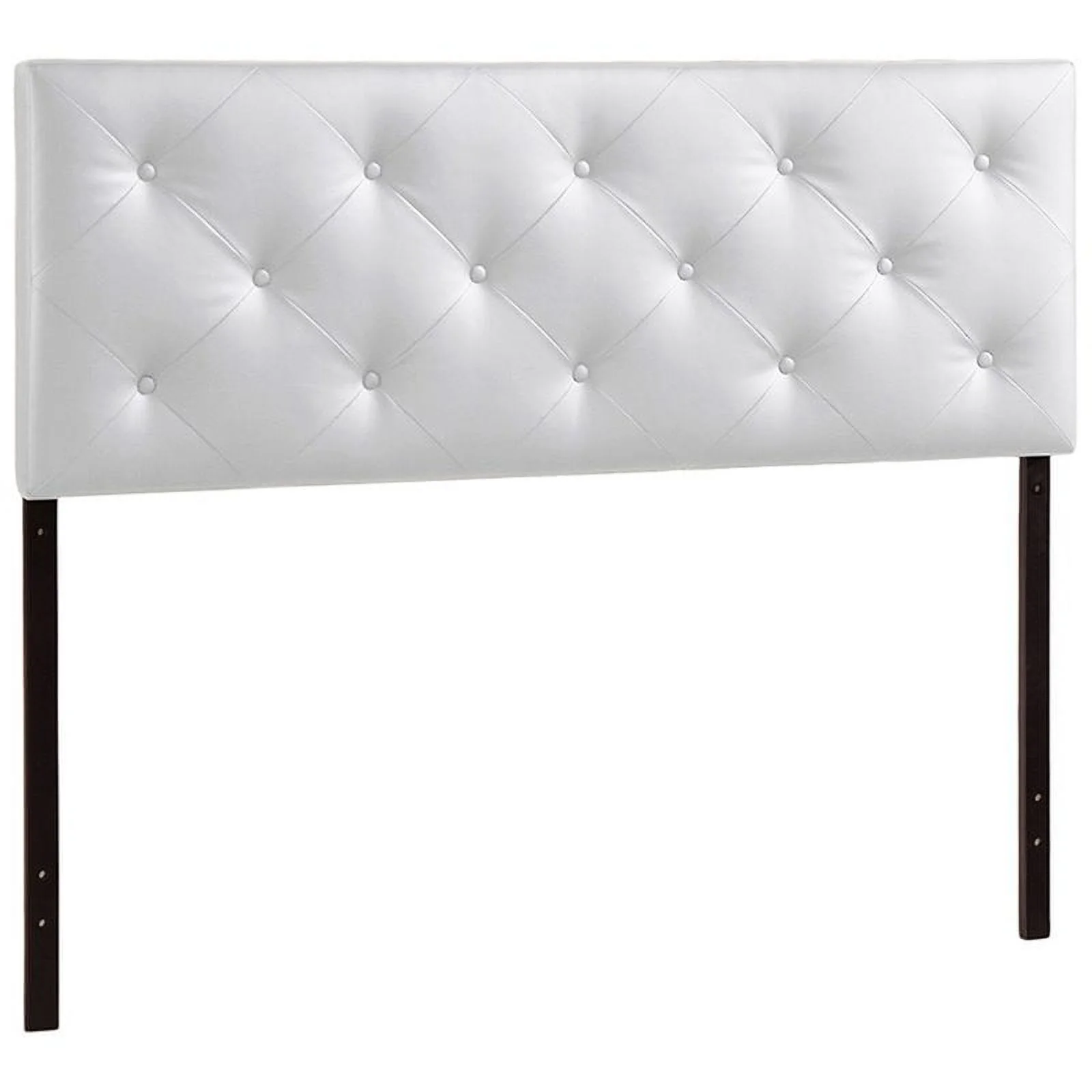 Bowery Hill Modern Faux Leather Tufted King Panel Headboard in White