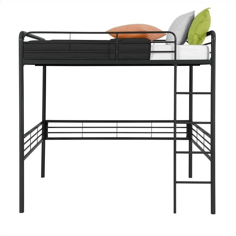 DHP Tommy Full Metal Loft Bed, Black