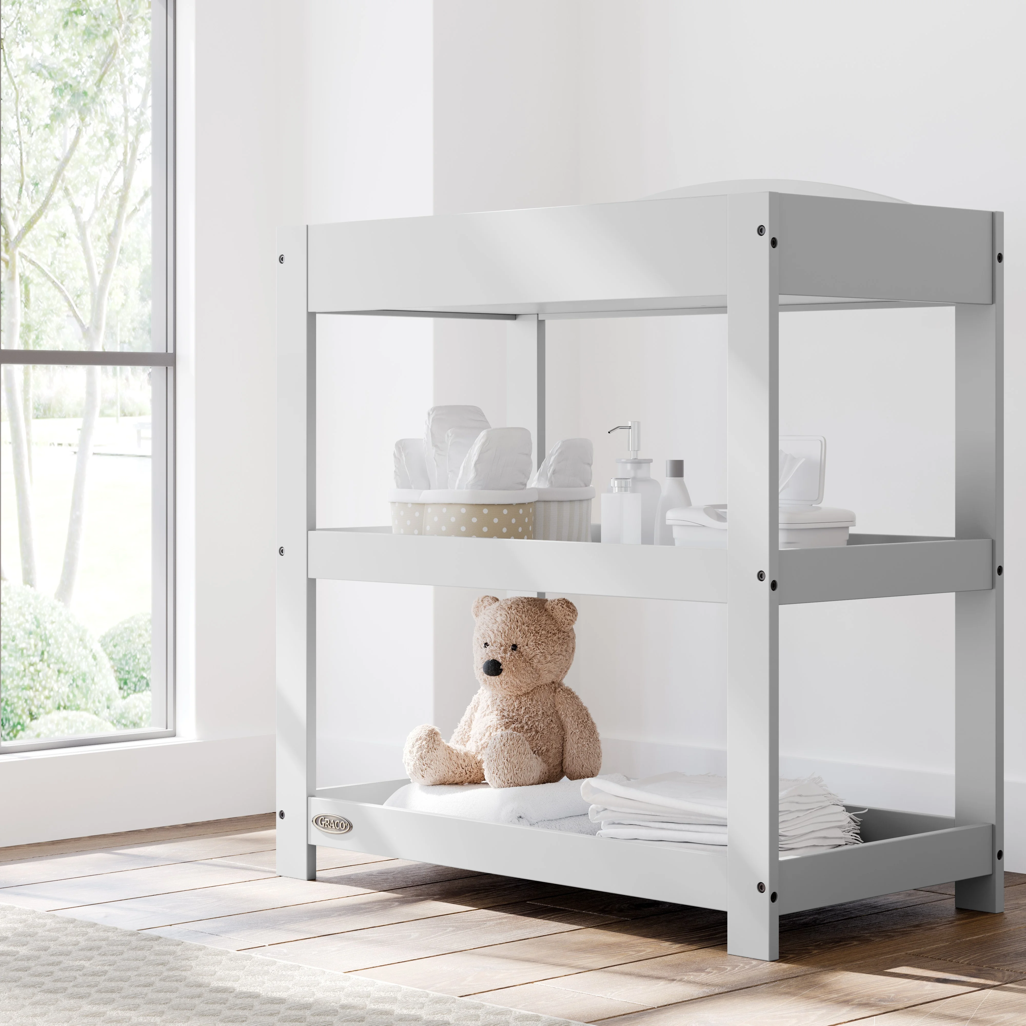 Graco Customizable Changing Table with Changing Pad, Pebble Gray