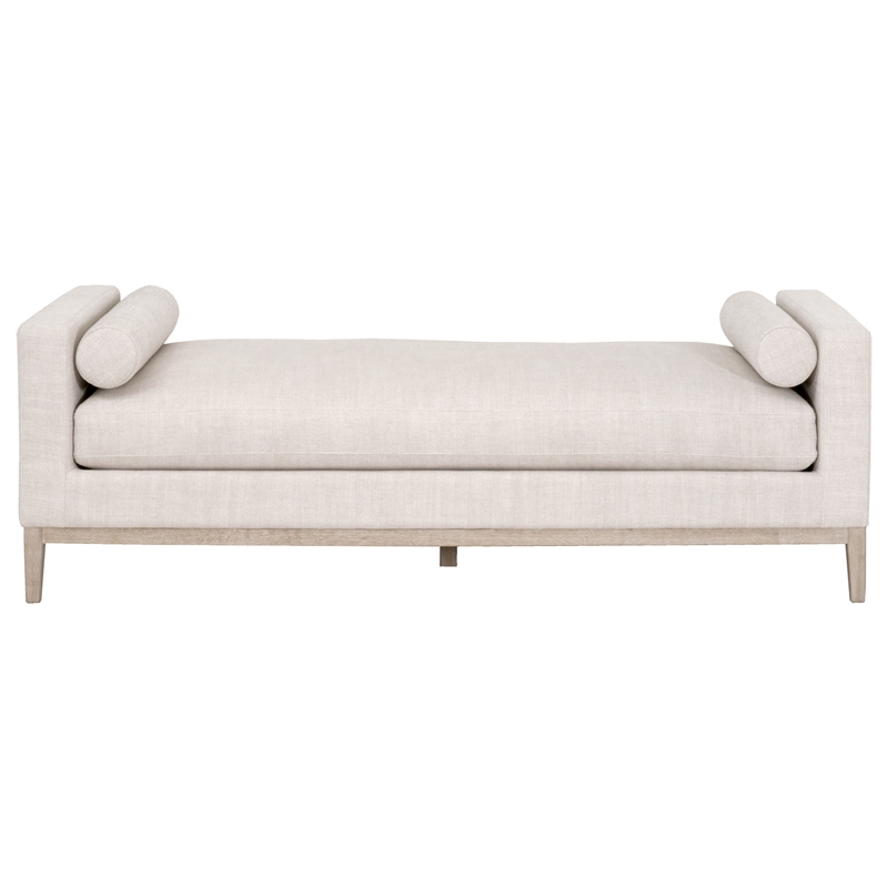 Maklaine Transitional Fabric Daybed in Bisque Beige / Natural Gray