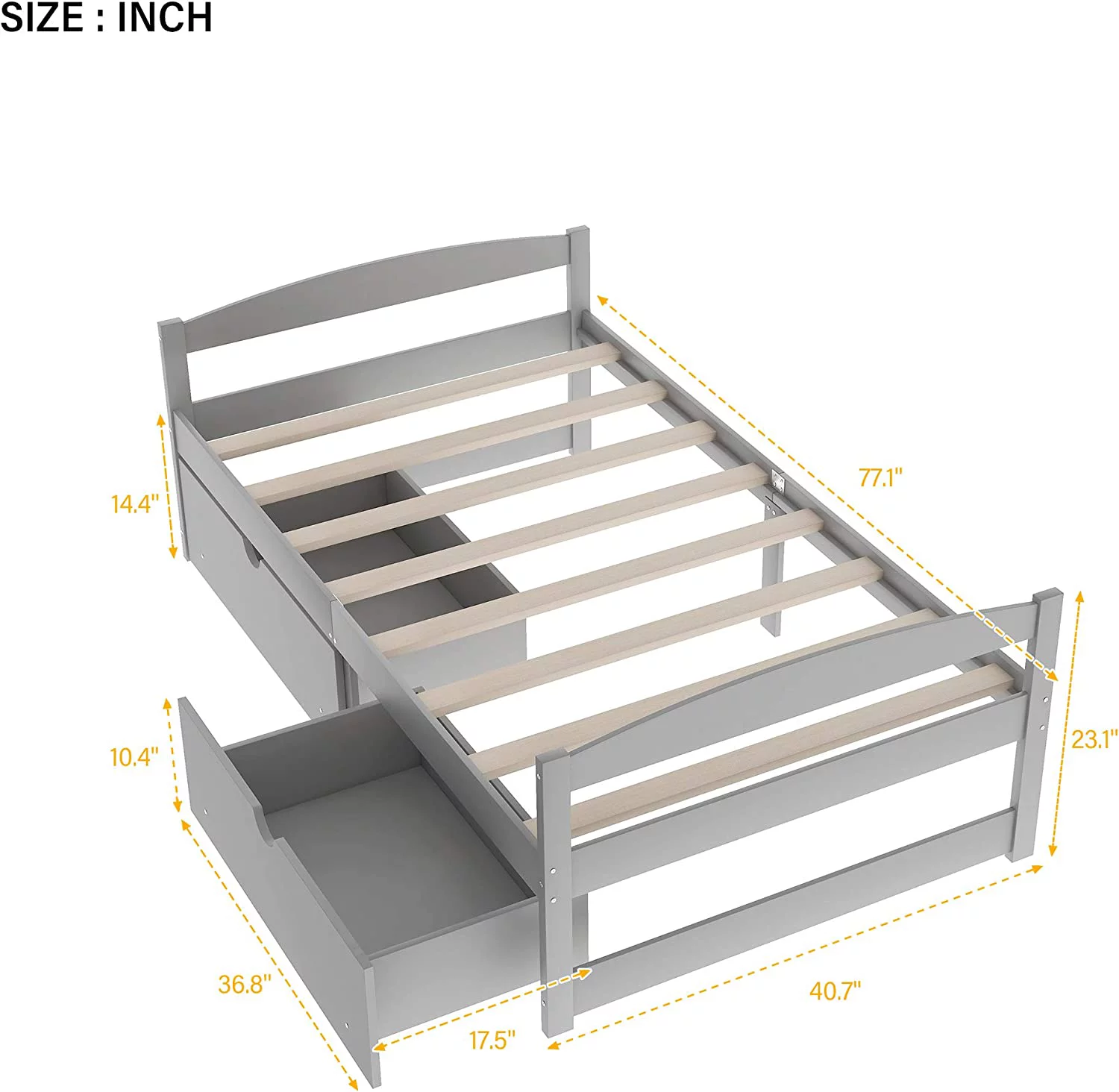 Twin Size Daybed, Twin Platform Bed with Drawers, Wood Twin Bed Frame, Twin Daybed Captains Bed for Bedroom