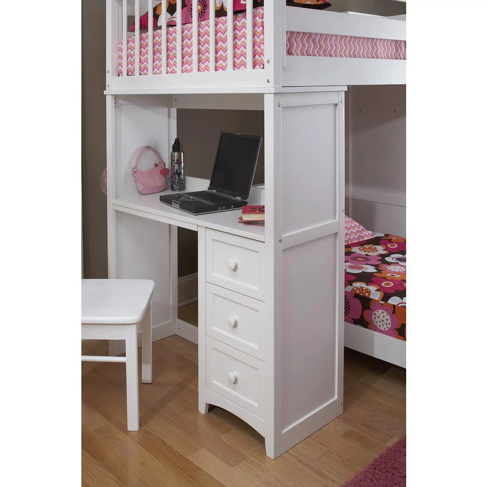 Hillsdale Kids and Teens School House Twin Stair Loft w/ Desk End & Full Lower Bed