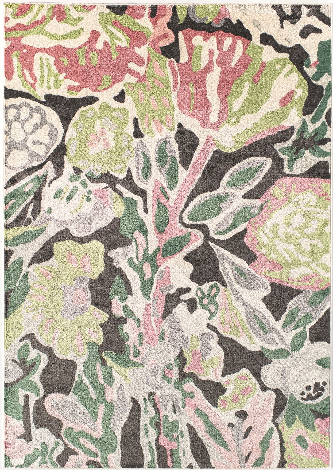 Rugs America Hanna VA15A Summer Bloom Floral Transitional Black Area Rug, 9'x12'