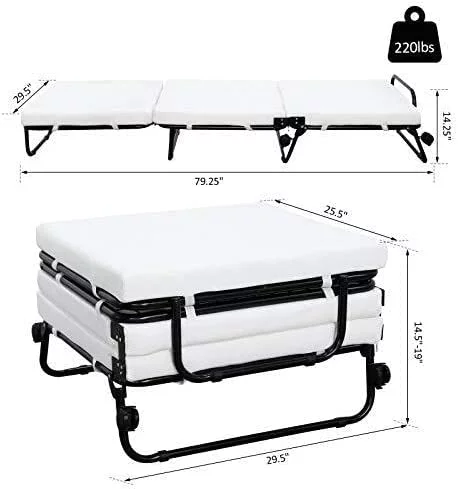 HomCom Folding Sofa Ottoman Lounge Bed Sleeper