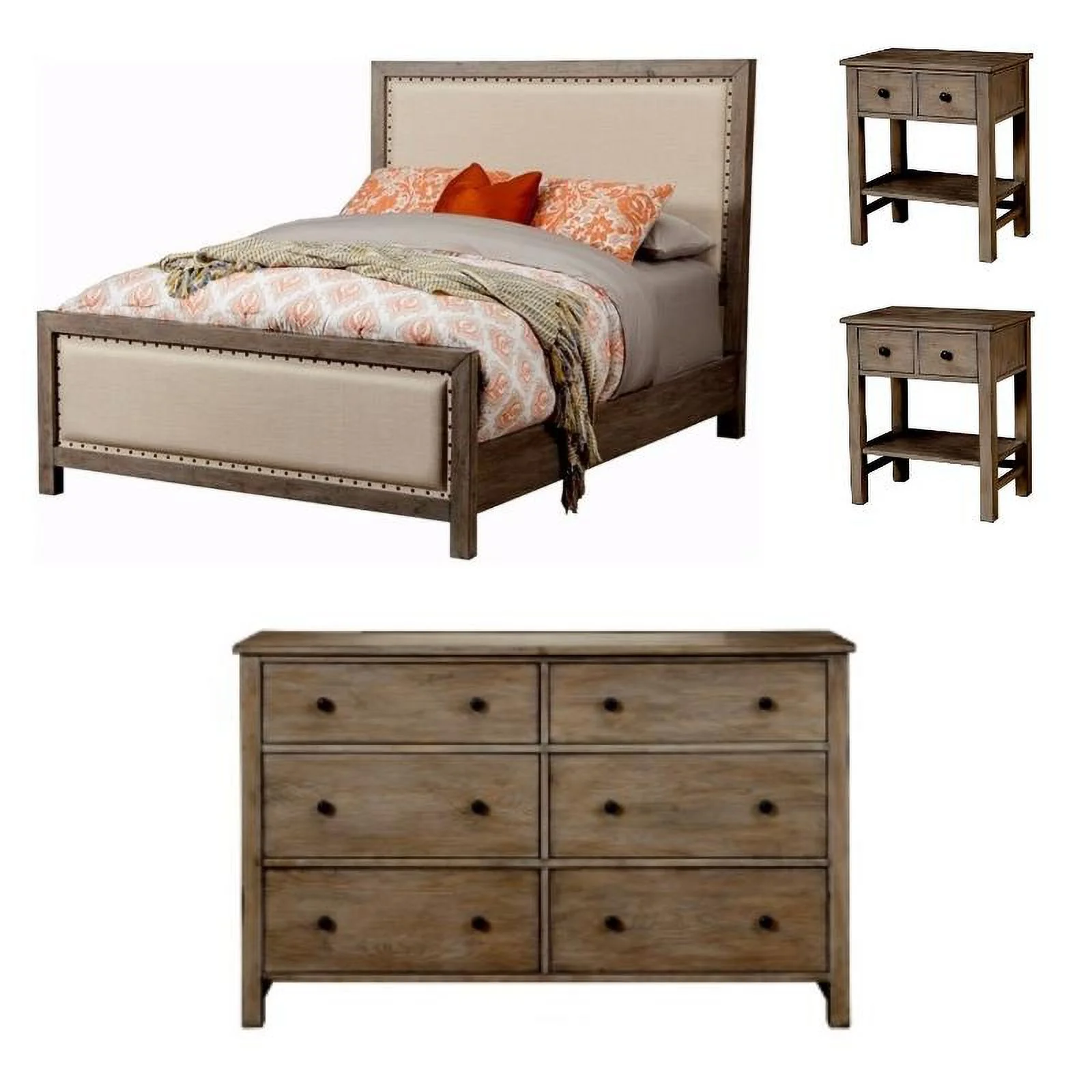 Home Square 4-Piece Set with California King Bed & Dresser & 2 Nightstands