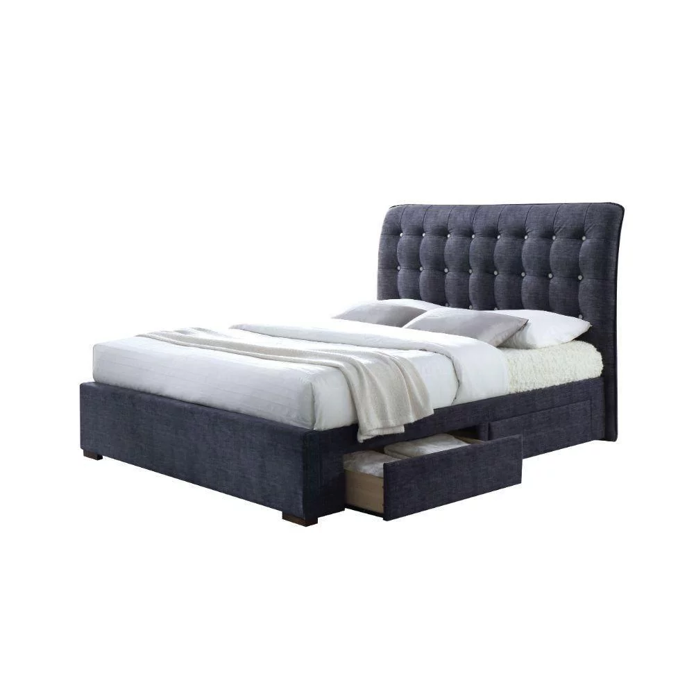 Contemporary Dark Gray King 6pcs Bedroom Set by Acme Saveria 25657EK-6pcs