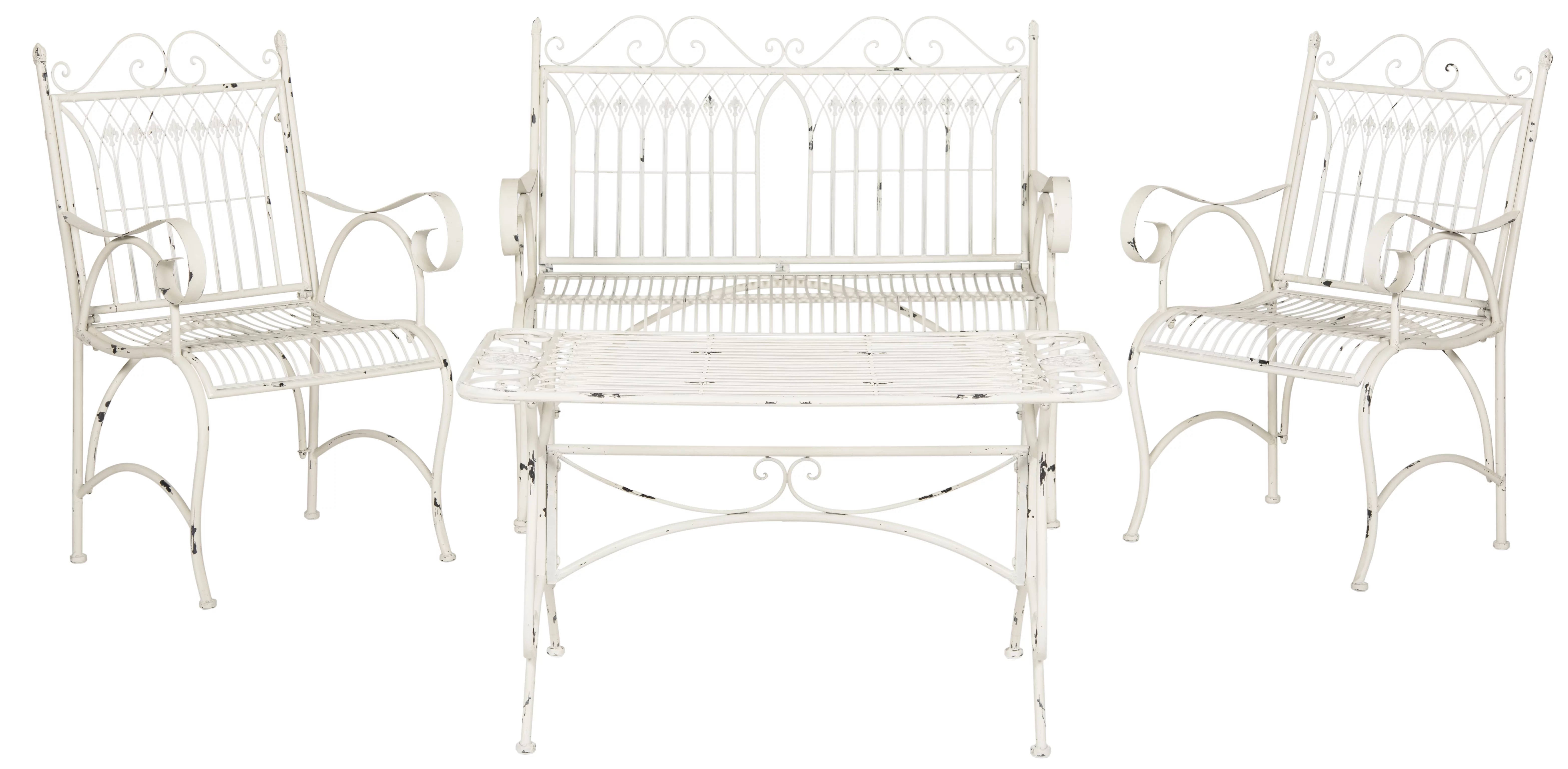 SAFAVIEH Outdoor Collection Leah 4-Piece Set Antique White