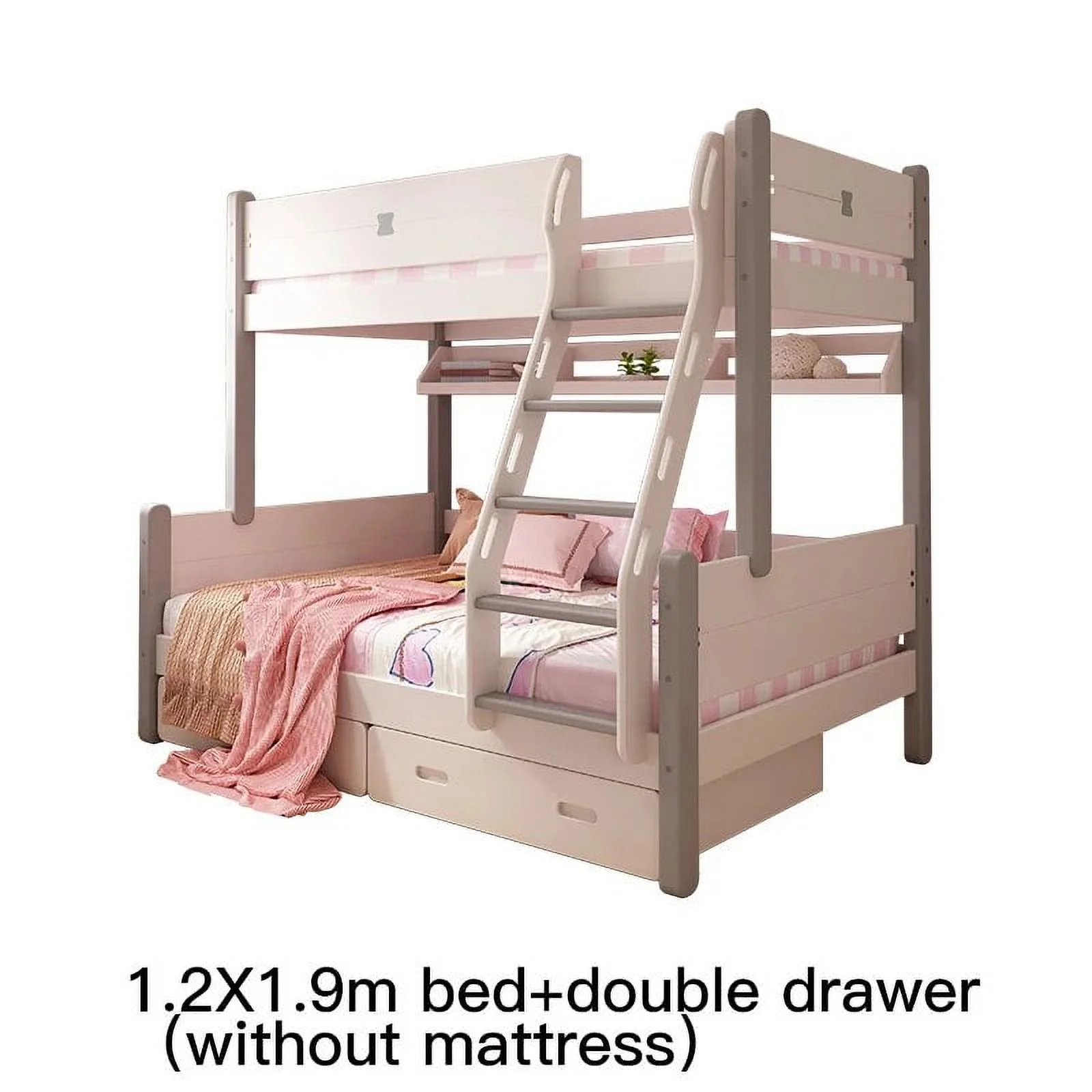 Nordic Style Small Apartment All Solid Wood Bunk Bed With Slide Princess Up Down Children Bedroom Bed Multifunctional Furniture