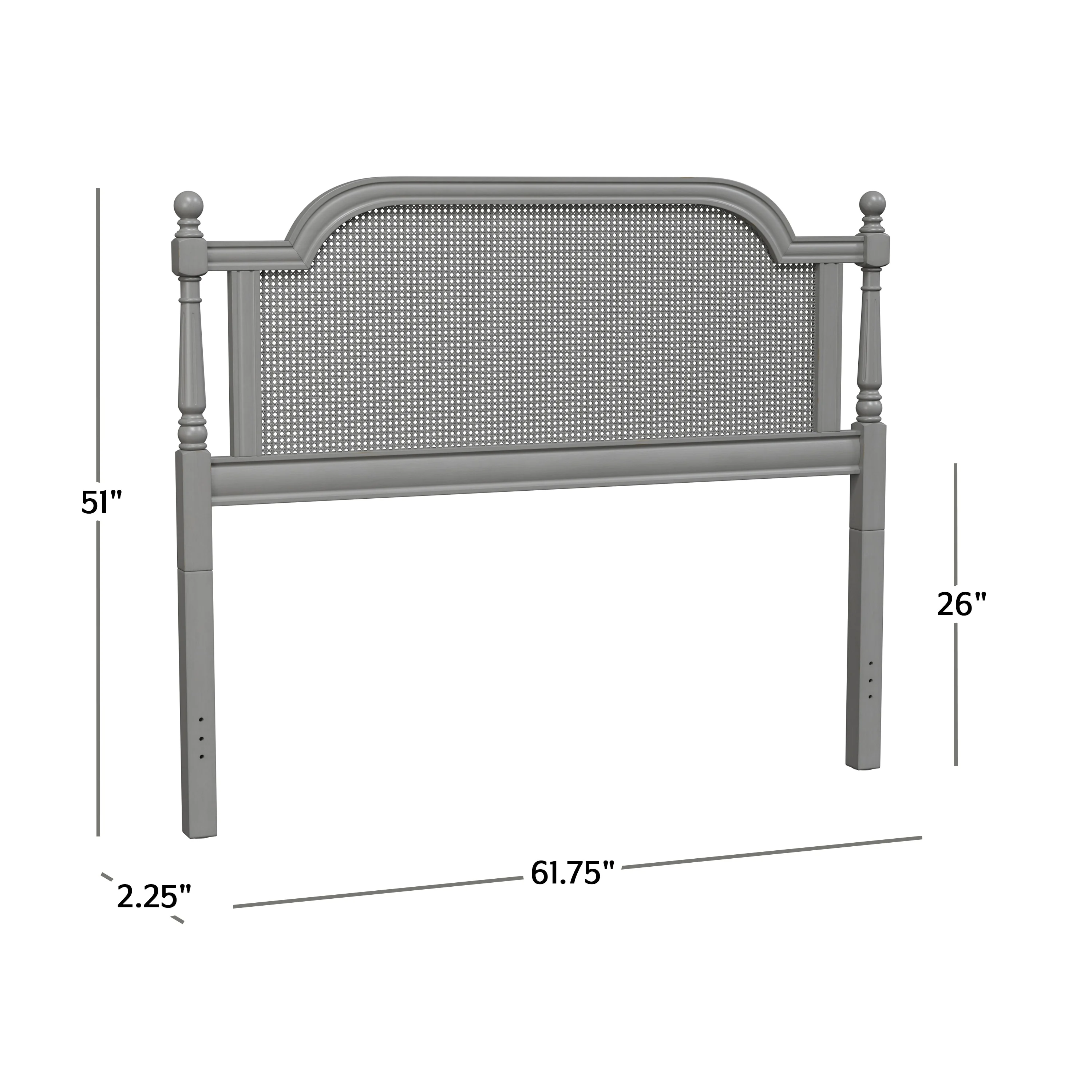 Hillsdale Furniture Melanie Wood and Cane Queen Headboard WO Frame French Gray