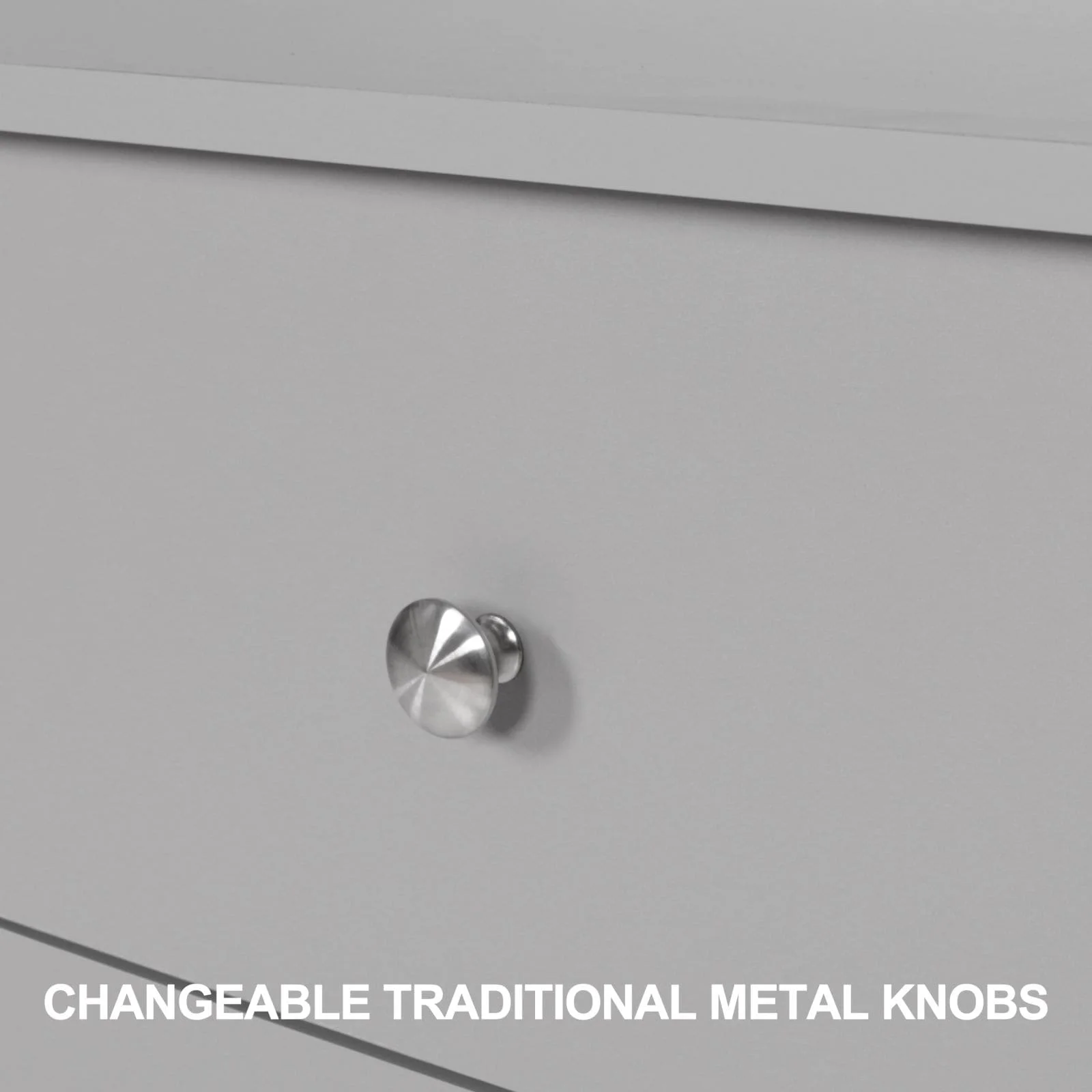 VEIKOUS 6-Drawer Dresser Chest of Drawers Long Storage Dresser,with replaceable knob Grey - 6-drawer