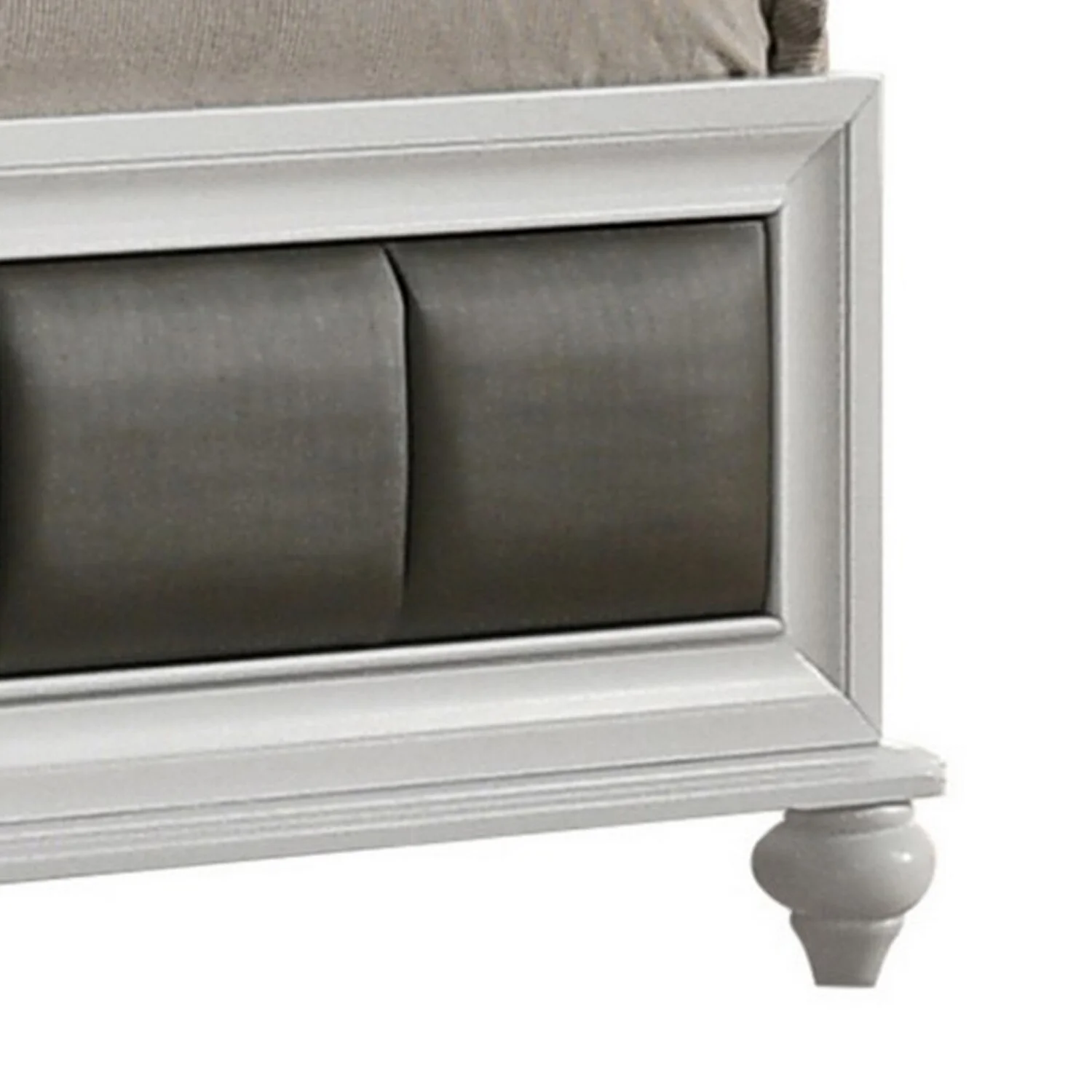 Benjara BM302878 Metallic Gray Upholstery Glitter Headboard Dini California King Size Panel Bed