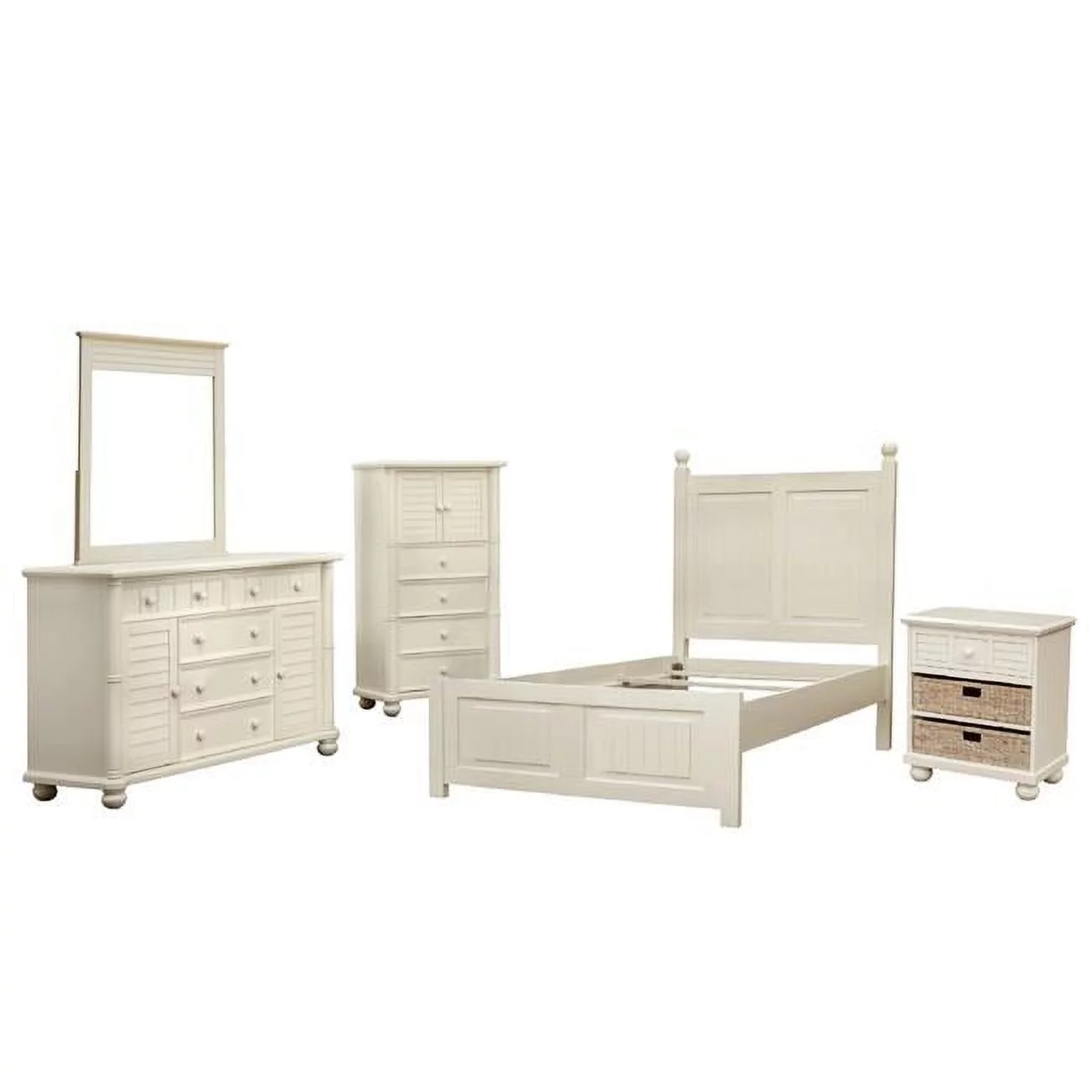 Sunset Trading Ice Cream at the Beach 5Pc Twin Bedroom Set in Cream Wood