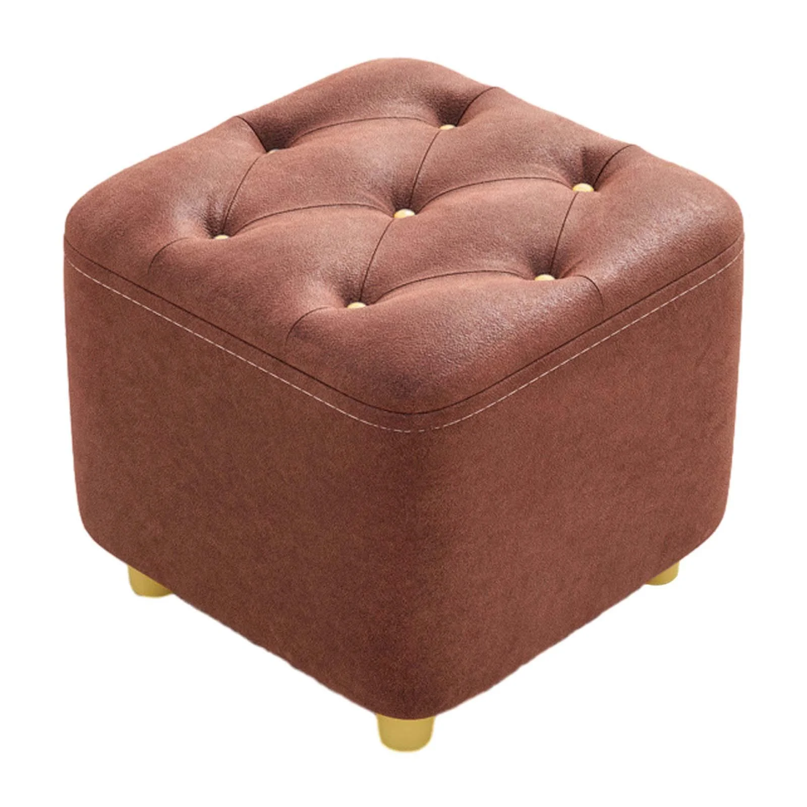 TISHITA Ottoman Stool Foot Stool Leg Stool Protect Wood Floor Foot Rest Square Footstool for Doorway Bedside Dressing Room Home Couch brown
