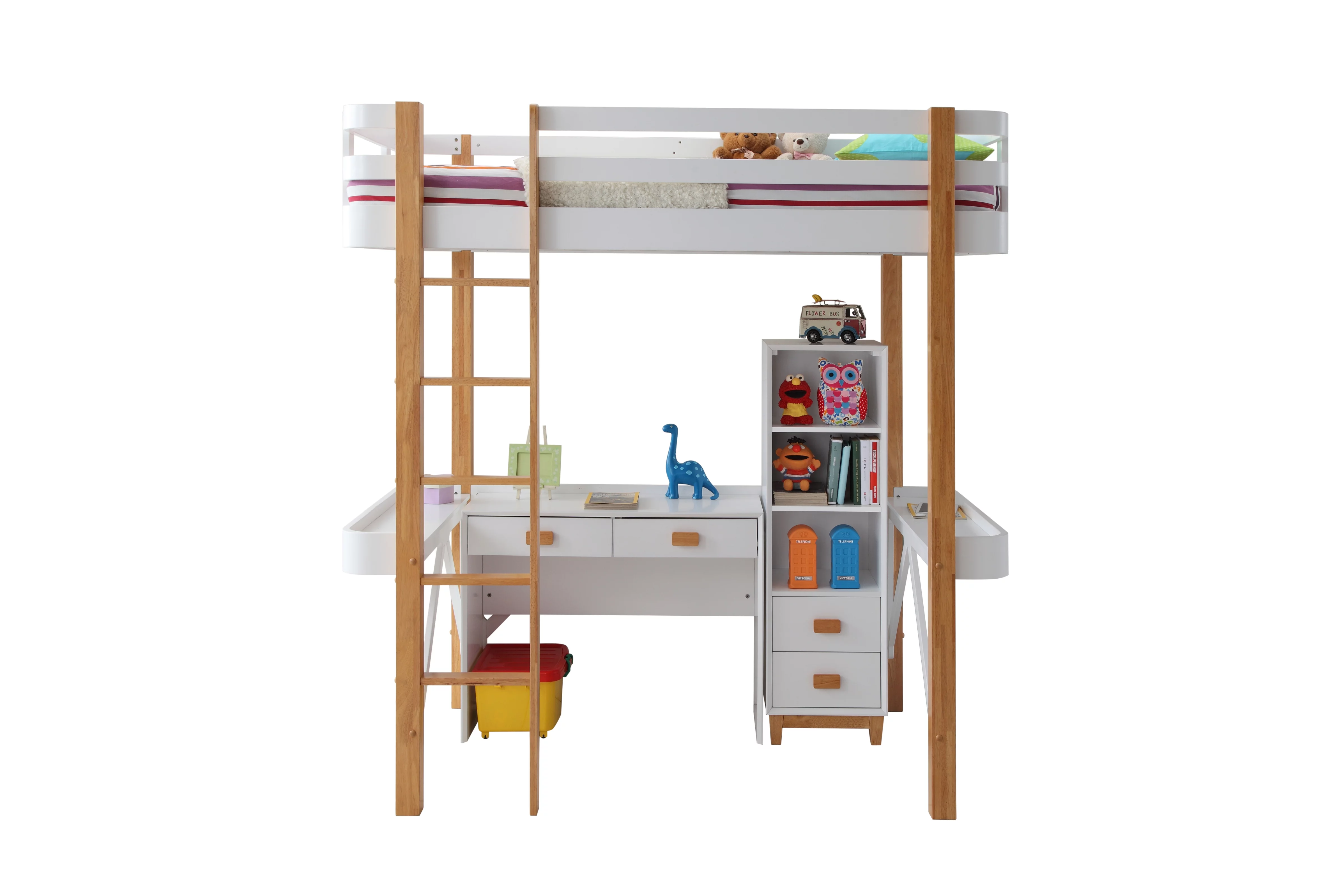 ACME Rutherford Loft Bed in White & Natural