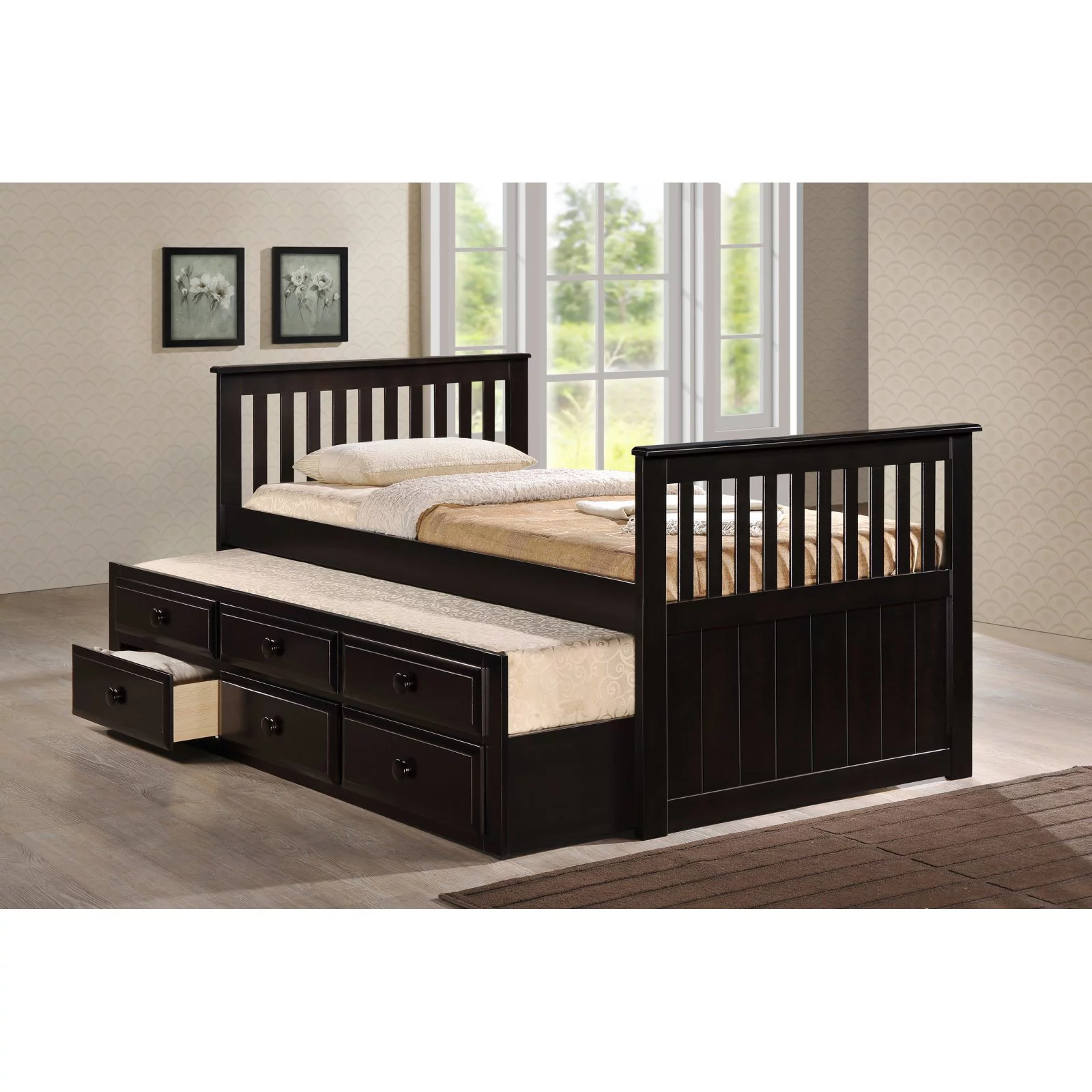 Milton Green Stars Riley Captain's Bed with 3-Drawer Storage, Twin Size-Finish:White