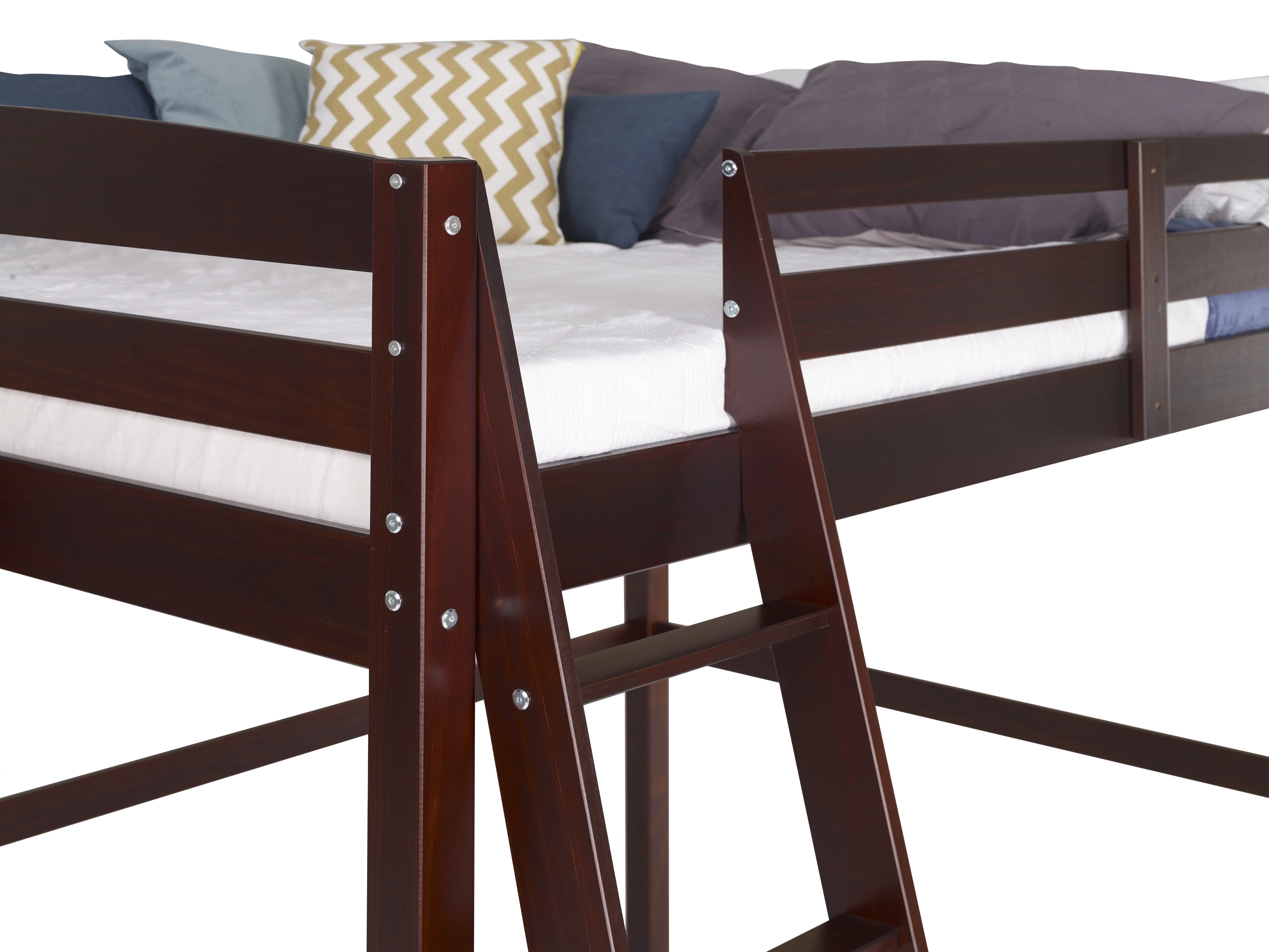 Camaflexi Tribeca Solid Wood High Loft Bed Frame Full in Cappuccino
