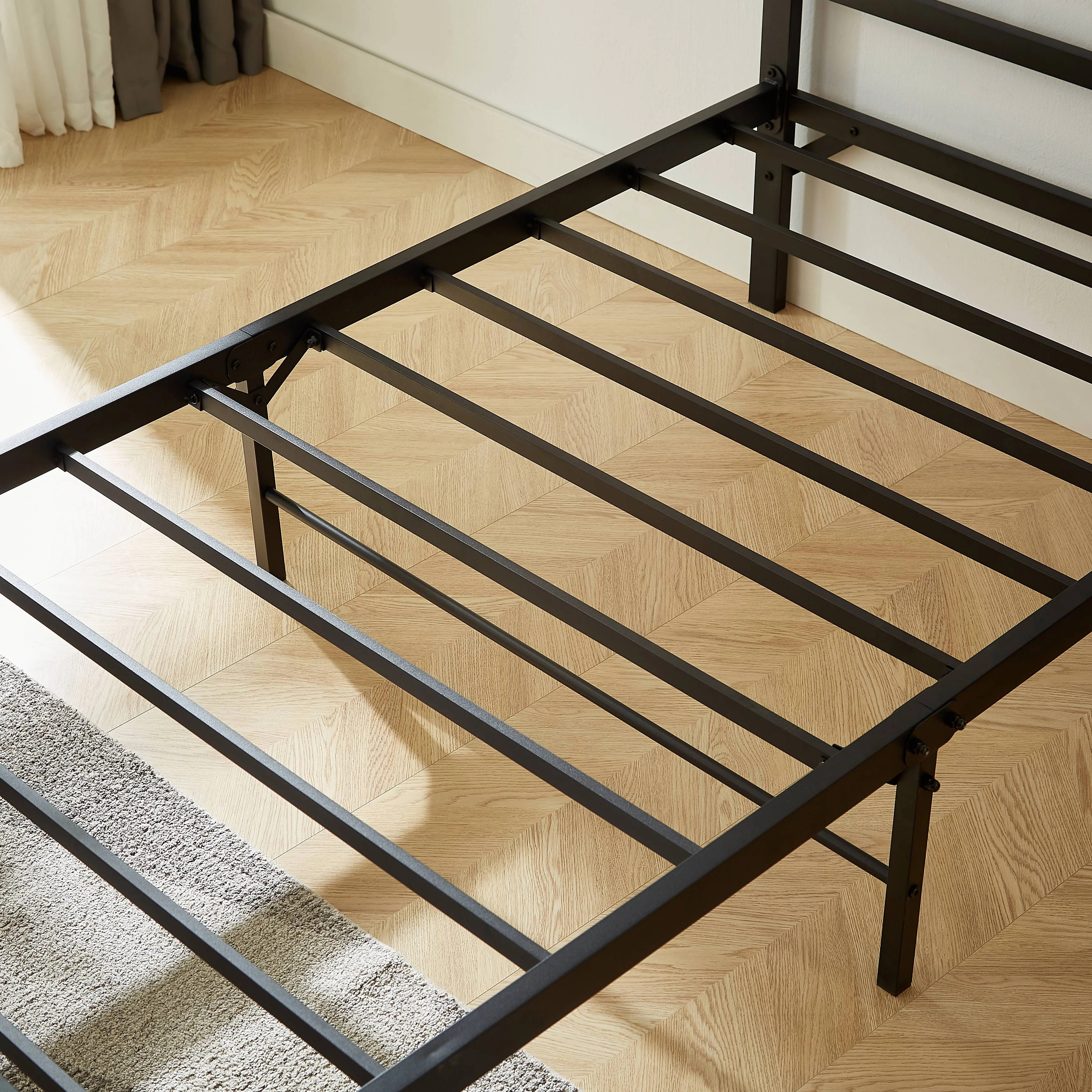 UHOMEPRO Metal Twin Bed Frames, Queen Bed Frame with Headboard and Footboard No Box Spring Required, Platform Bed Frame, Bedroom Furniture, Black