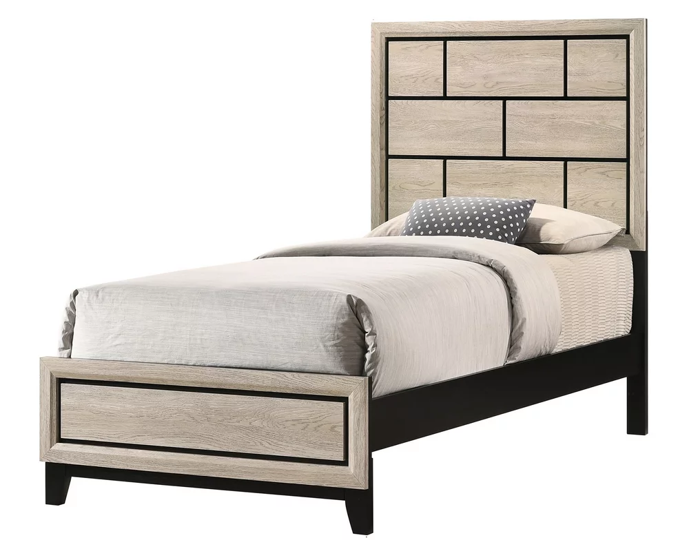 Contemporary Style 1pc Full Size Low-Profile Bed Bedroom Furniture Set Wooden Drift Wood Finish